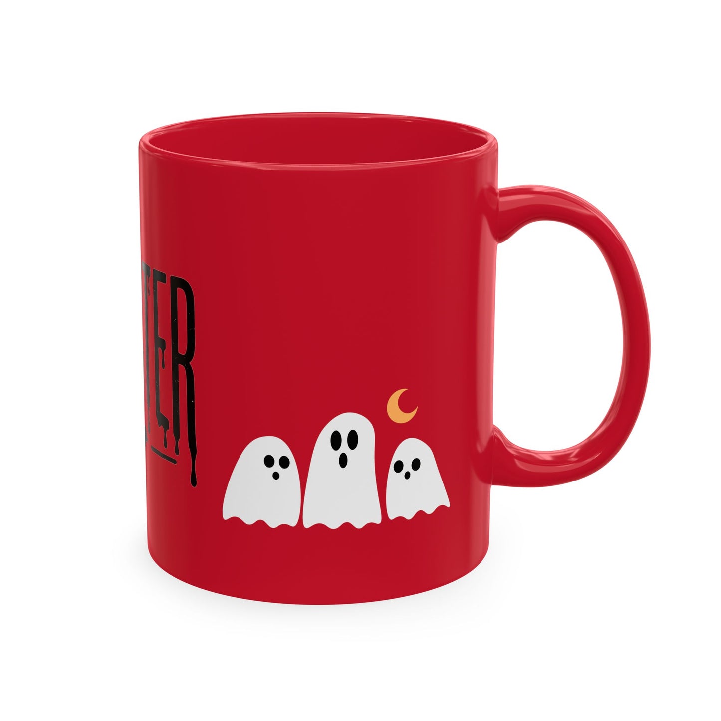 Momster Ceramic Mug — Halloween Mom Coffee Cup with Ghosts & Bat