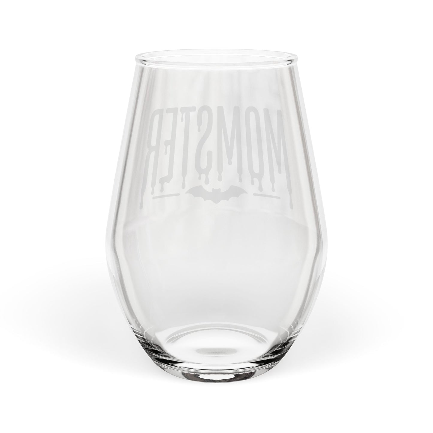 Momster Stemless Wine Glass - Halloween Bat Design, 11.75 oz
