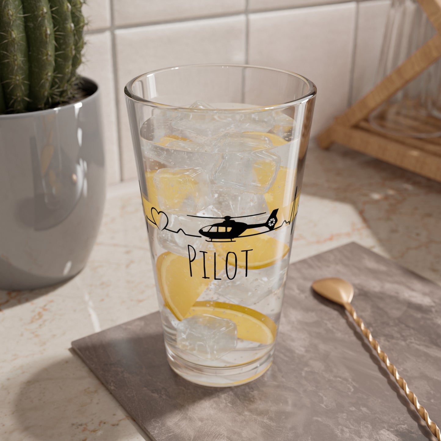 Pilot Heartbeat Mixing Glass — 16oz Helicopter Drink Pint