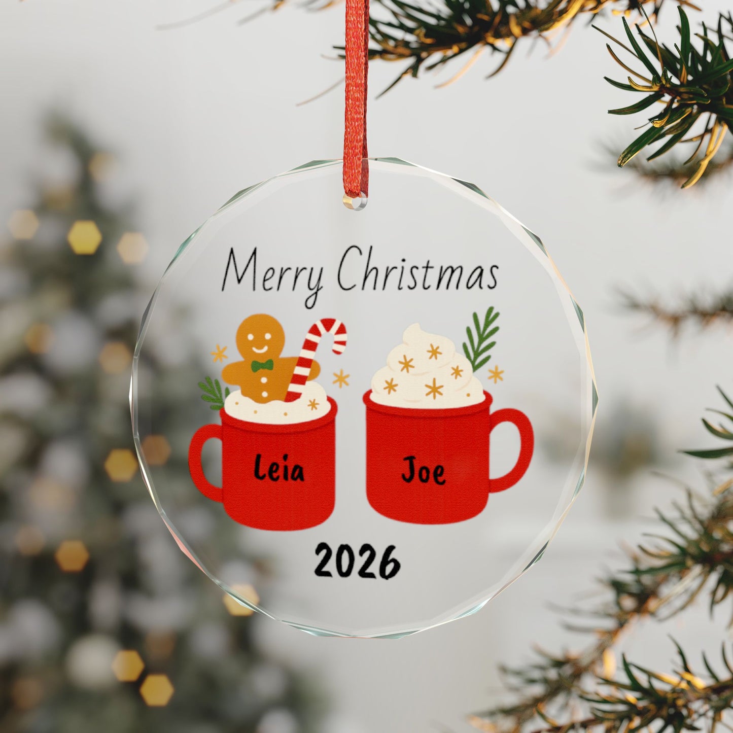 Hot cocoa named Christmas ornament