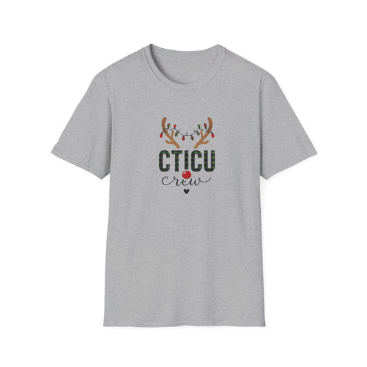 CTICU Crew Christmas T‑Shirt — Reindeer Antlers ICU Nurse Holiday Tee