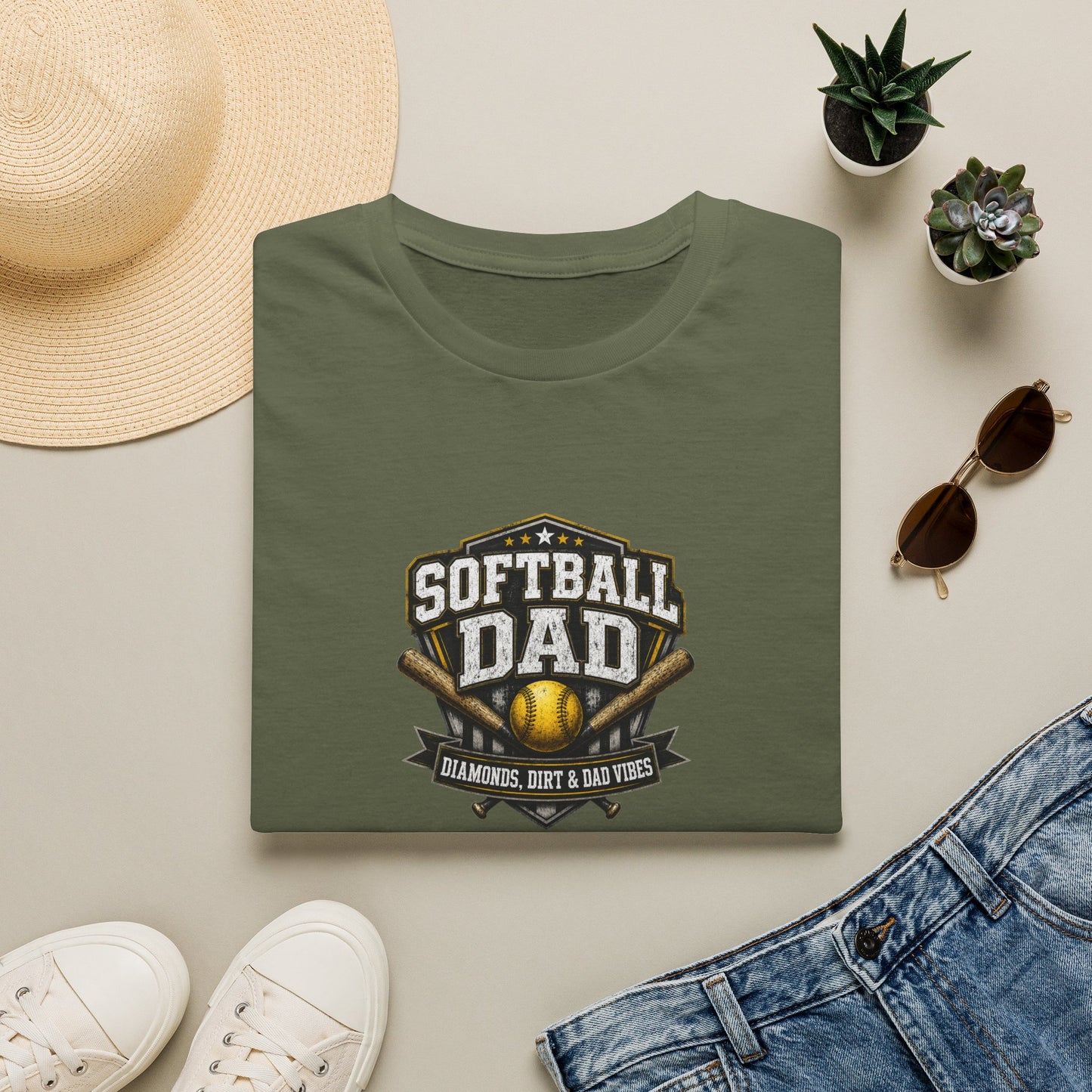 Softball Dad T-Shirt — Vintage Baseball Bat & Glove Design