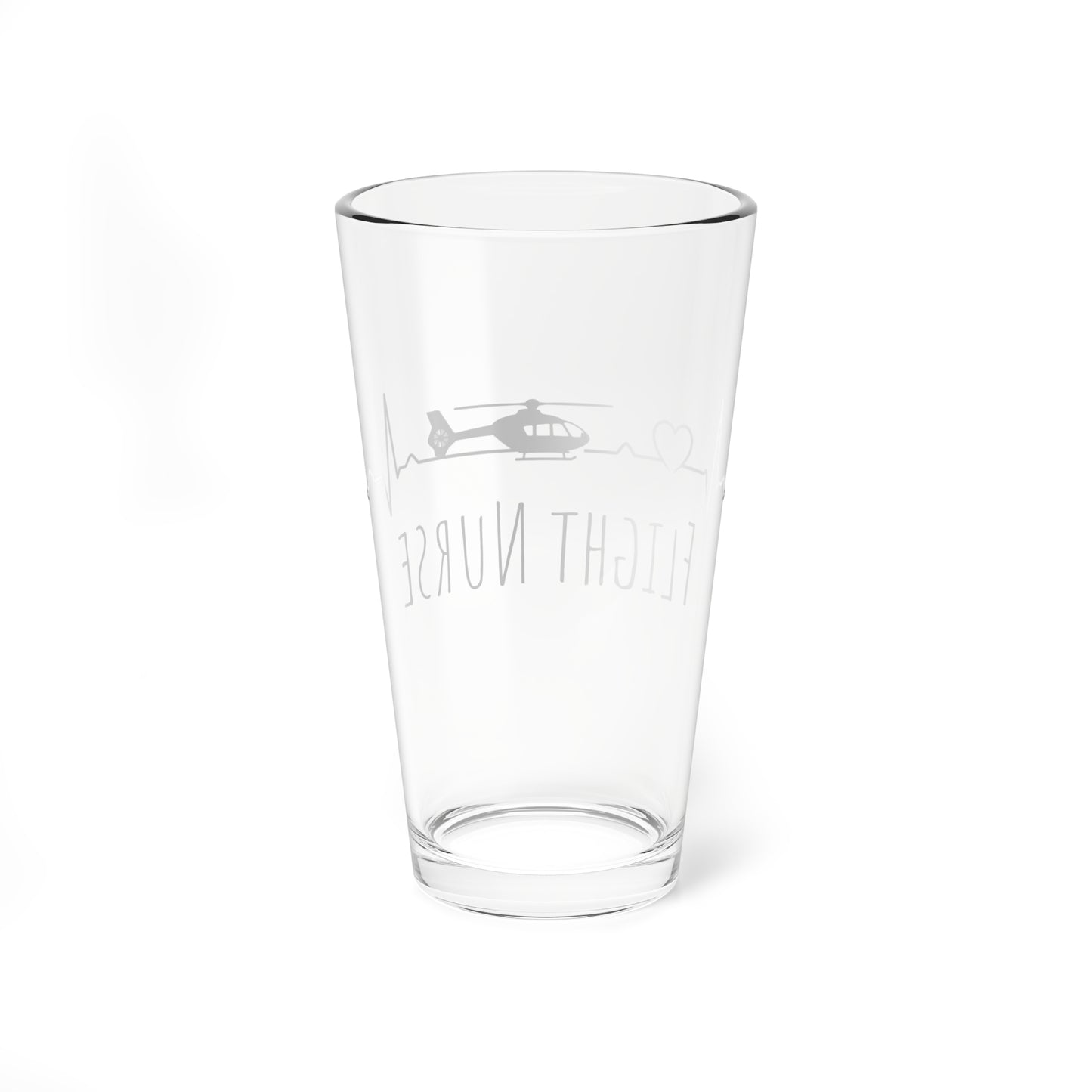Flight Nurse Pint Glass – 16oz Mixing Glass with Helicopter ECG Design