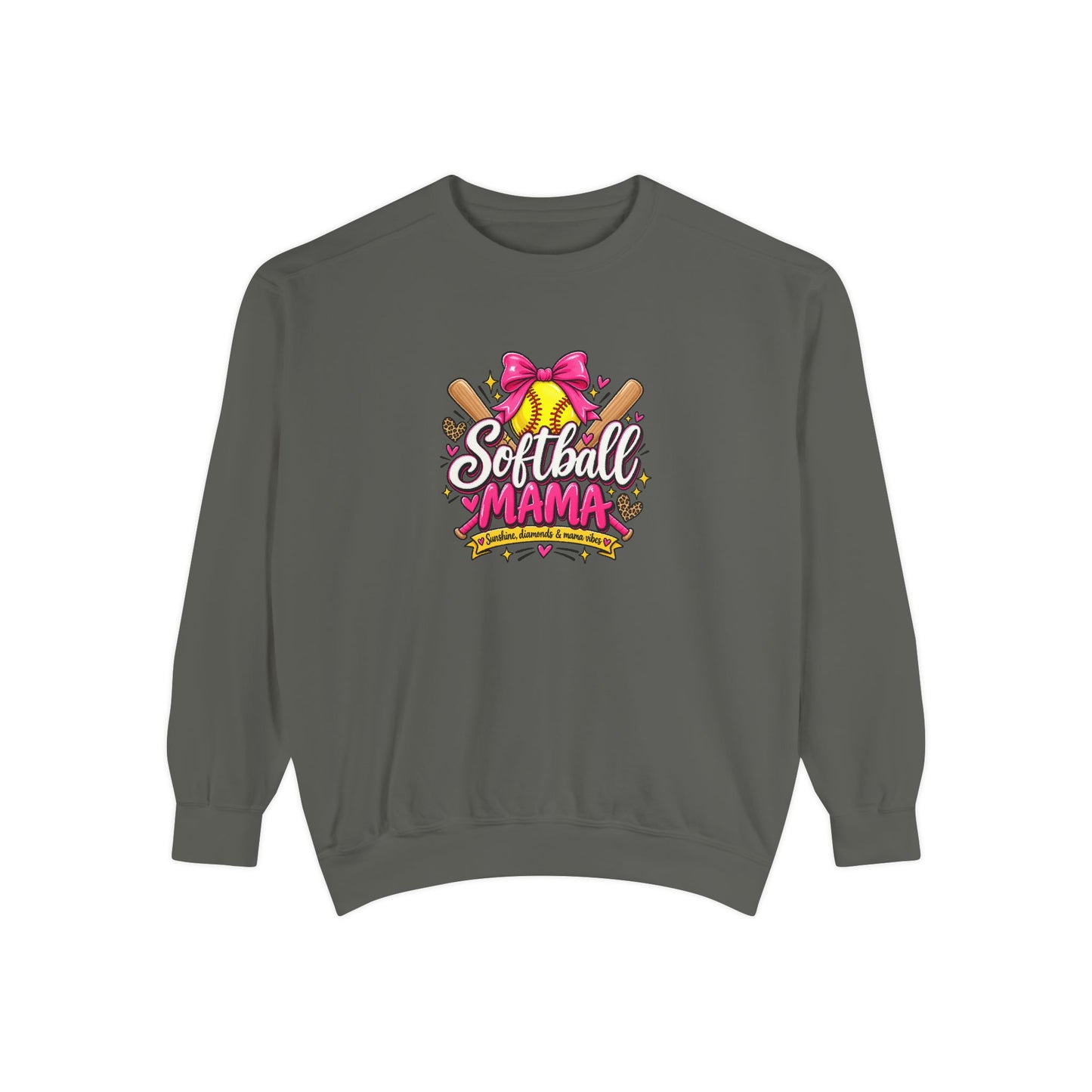 Softball Mama Sweatshirt — Cute Pink Bow Softball Mom Crewneck