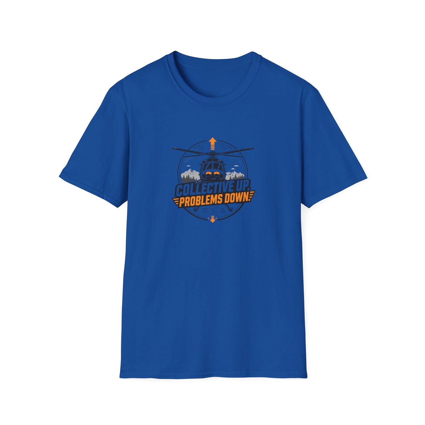Helicopter T-Shirt — "Collective Up, Problems Down" Rescue Shirt