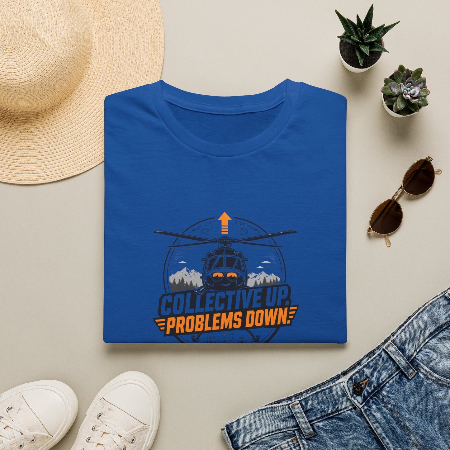 Helicopter T-Shirt — "Collective Up, Problems Down" Rescue Shirt