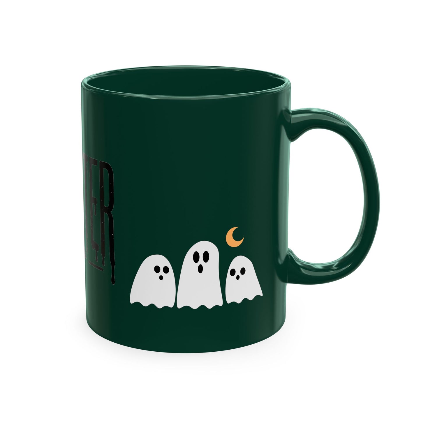 Momster Ceramic Mug — Halloween Mom Coffee Cup with Ghosts & Bat