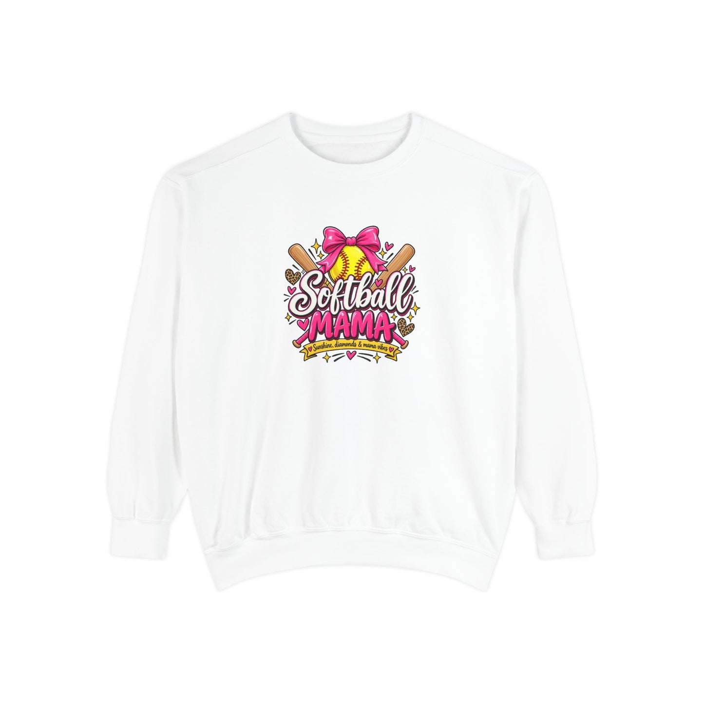 Softball Mama Sweatshirt — Cute Pink Bow Softball Mom Crewneck
