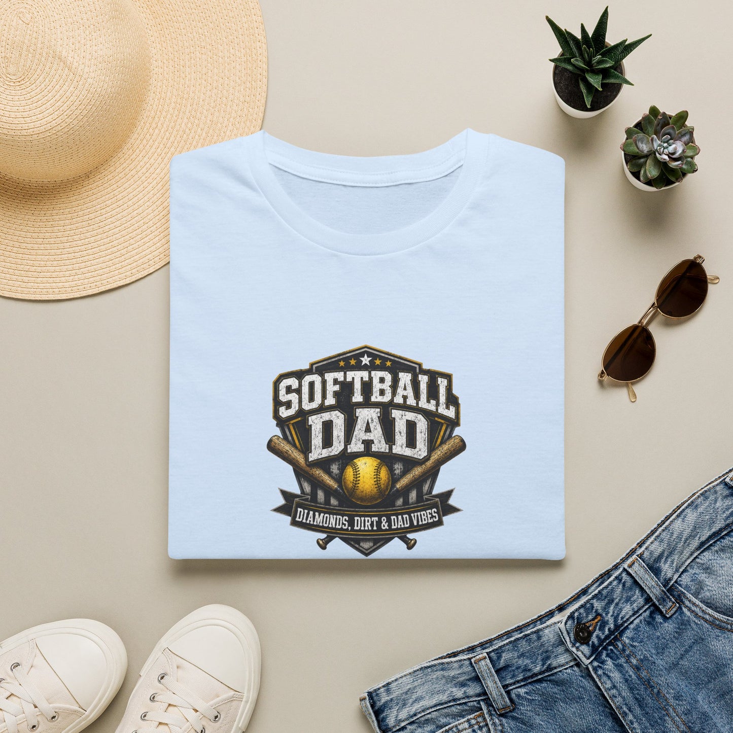 Softball Dad T-Shirt — Vintage Baseball Bat & Glove Design