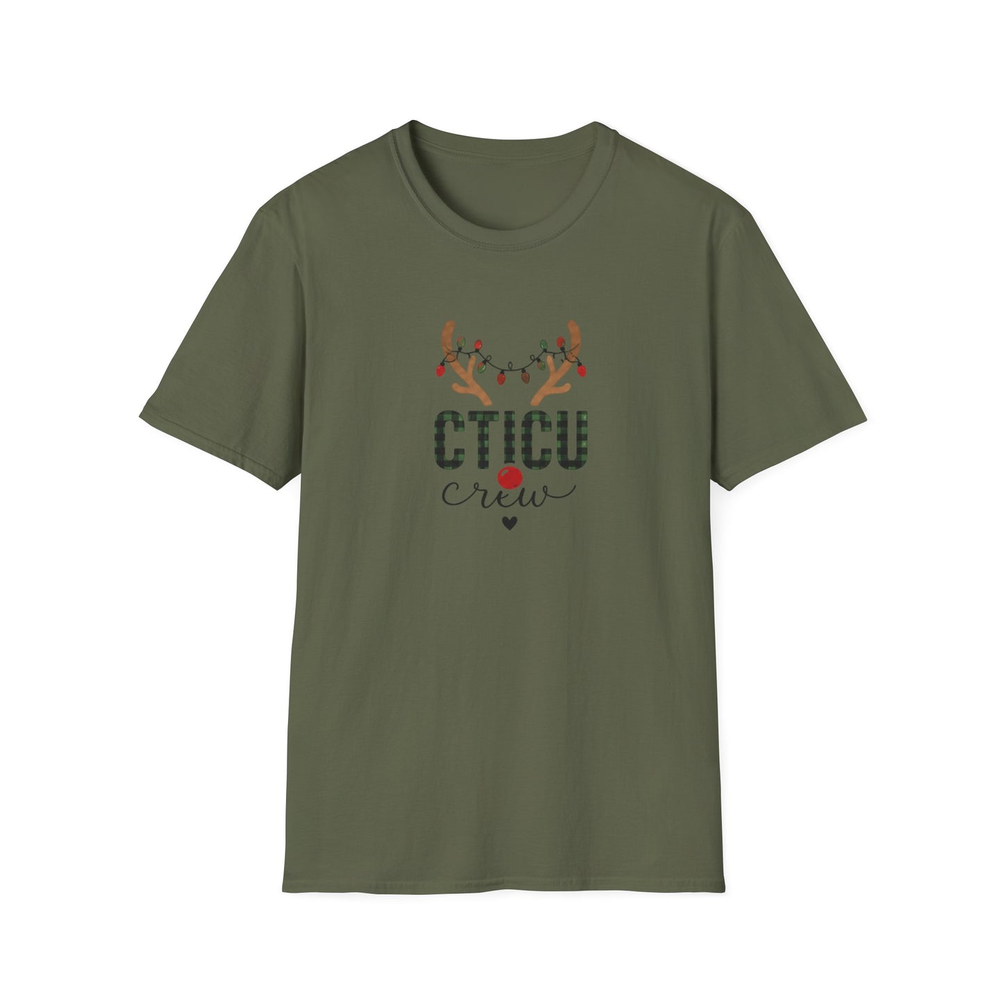 CTICU Crew Christmas T‑Shirt — Reindeer Antlers ICU Nurse Holiday Tee