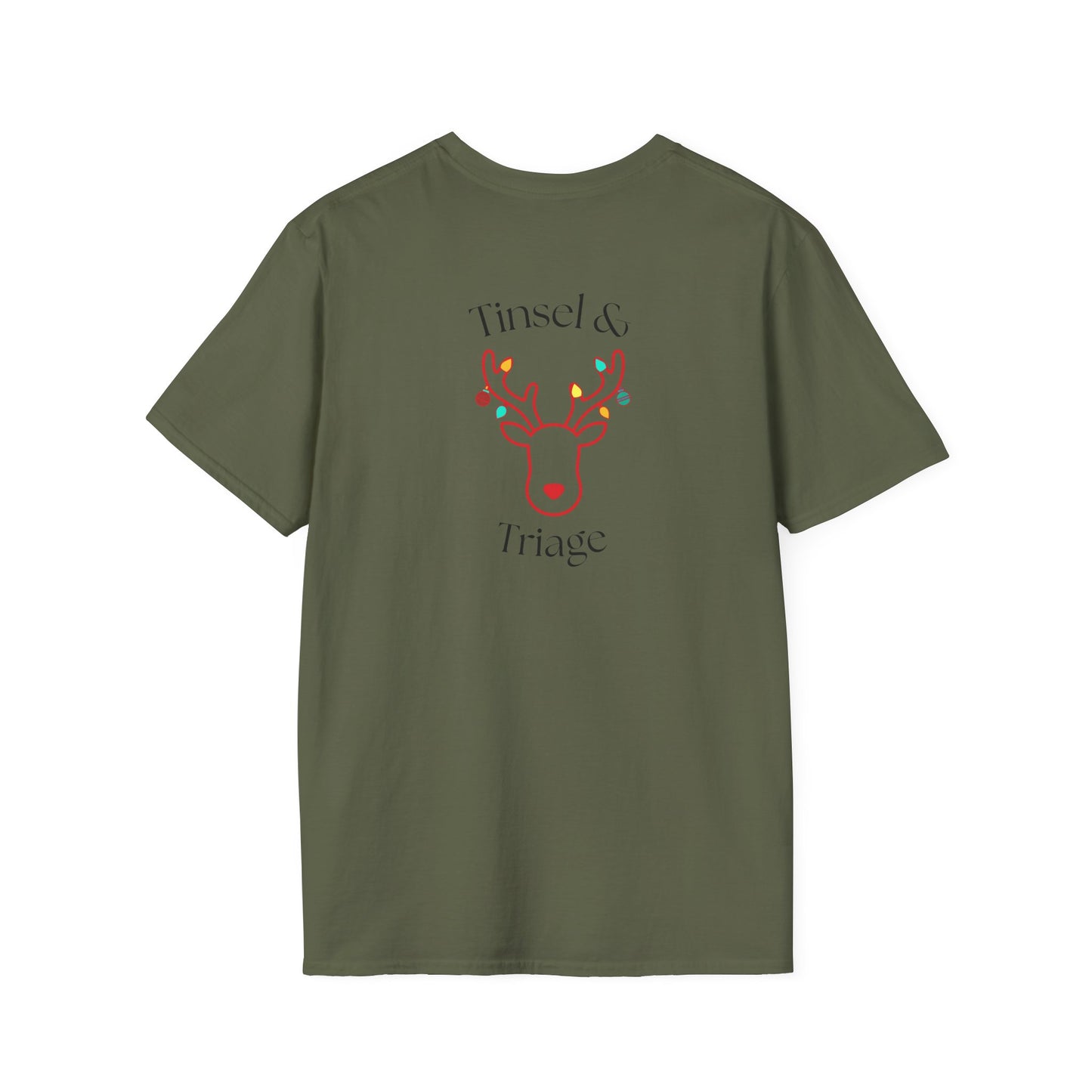 Tinsel & Triage Reindeer Print T‑Shirt