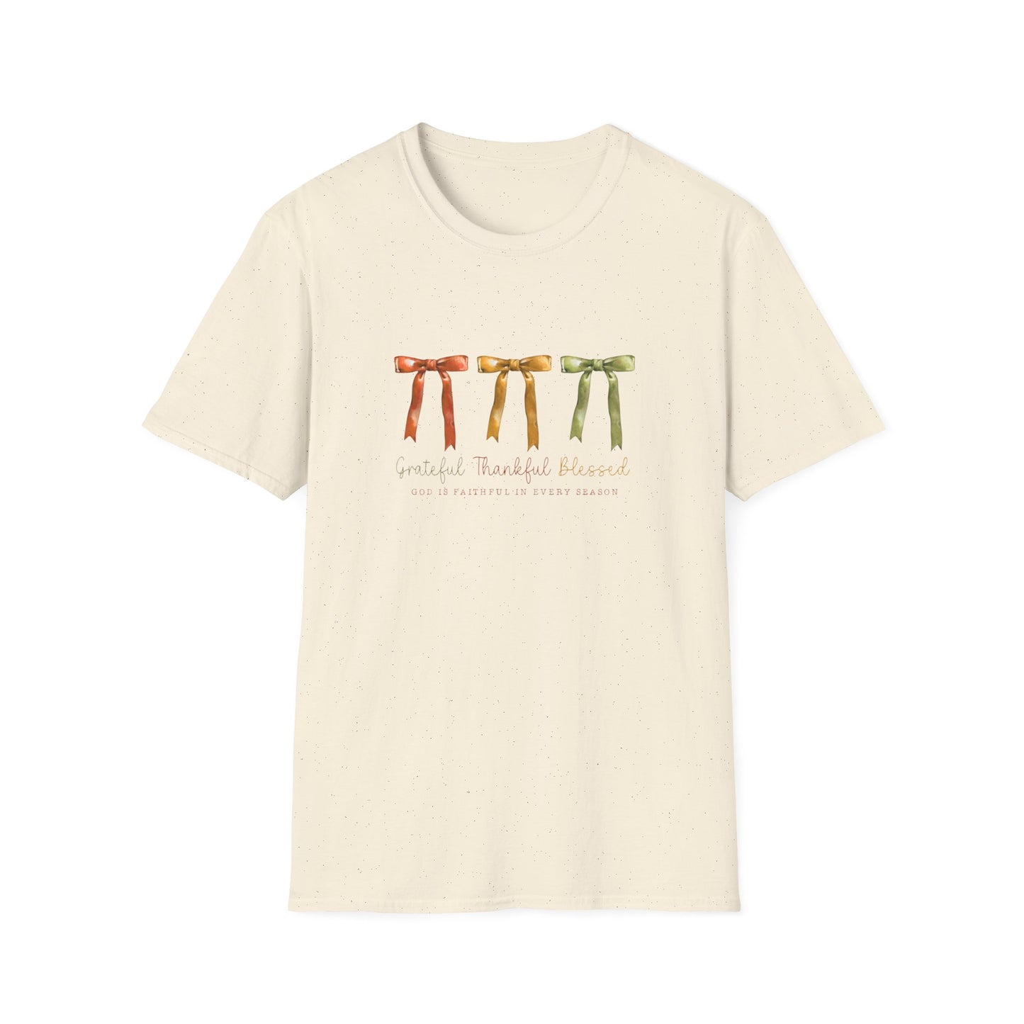 Grateful Thankful Blessed Autumn Ribbon Graphic Tshirt