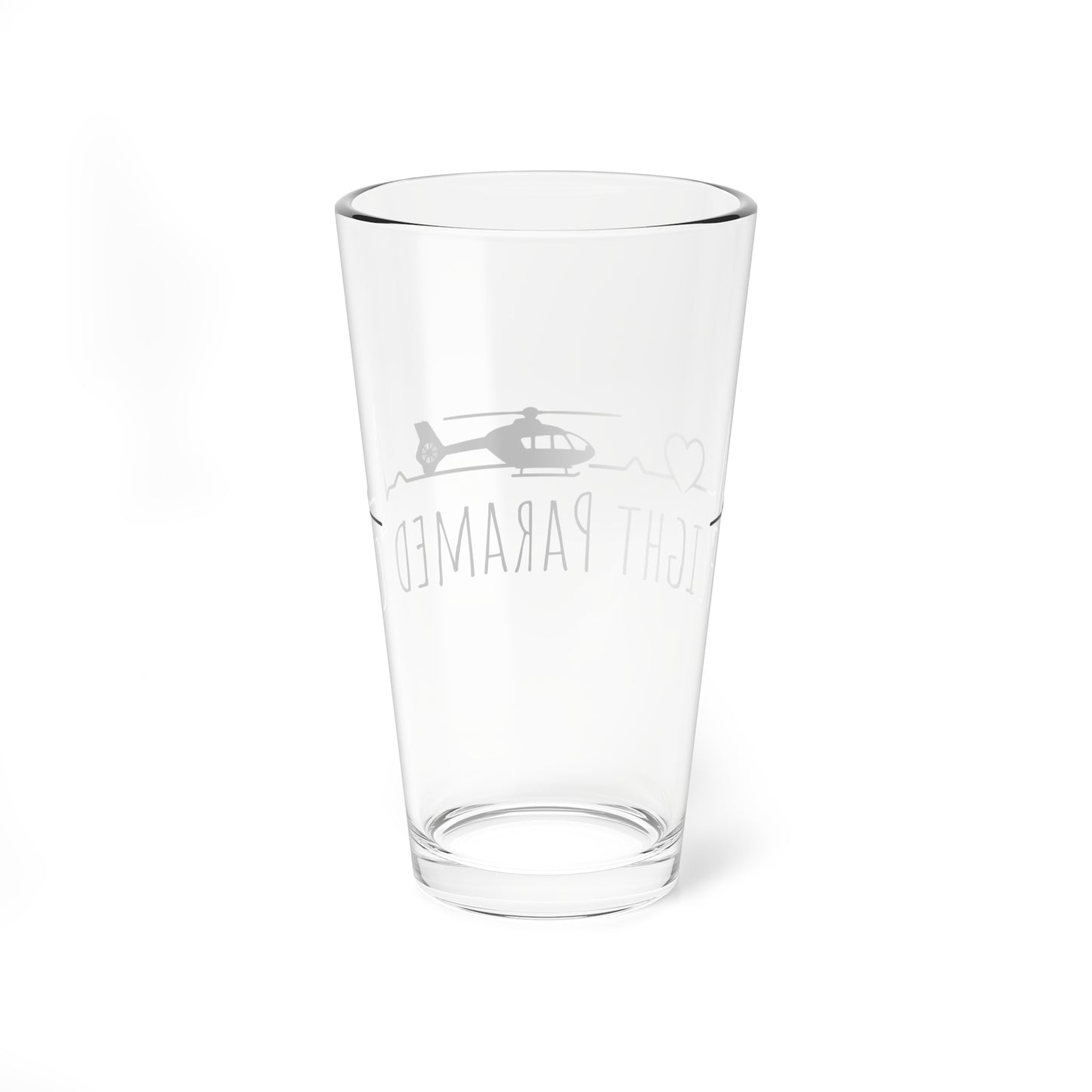 Flight Paramedic Pint Glass — 16oz Helicopter EKG Design