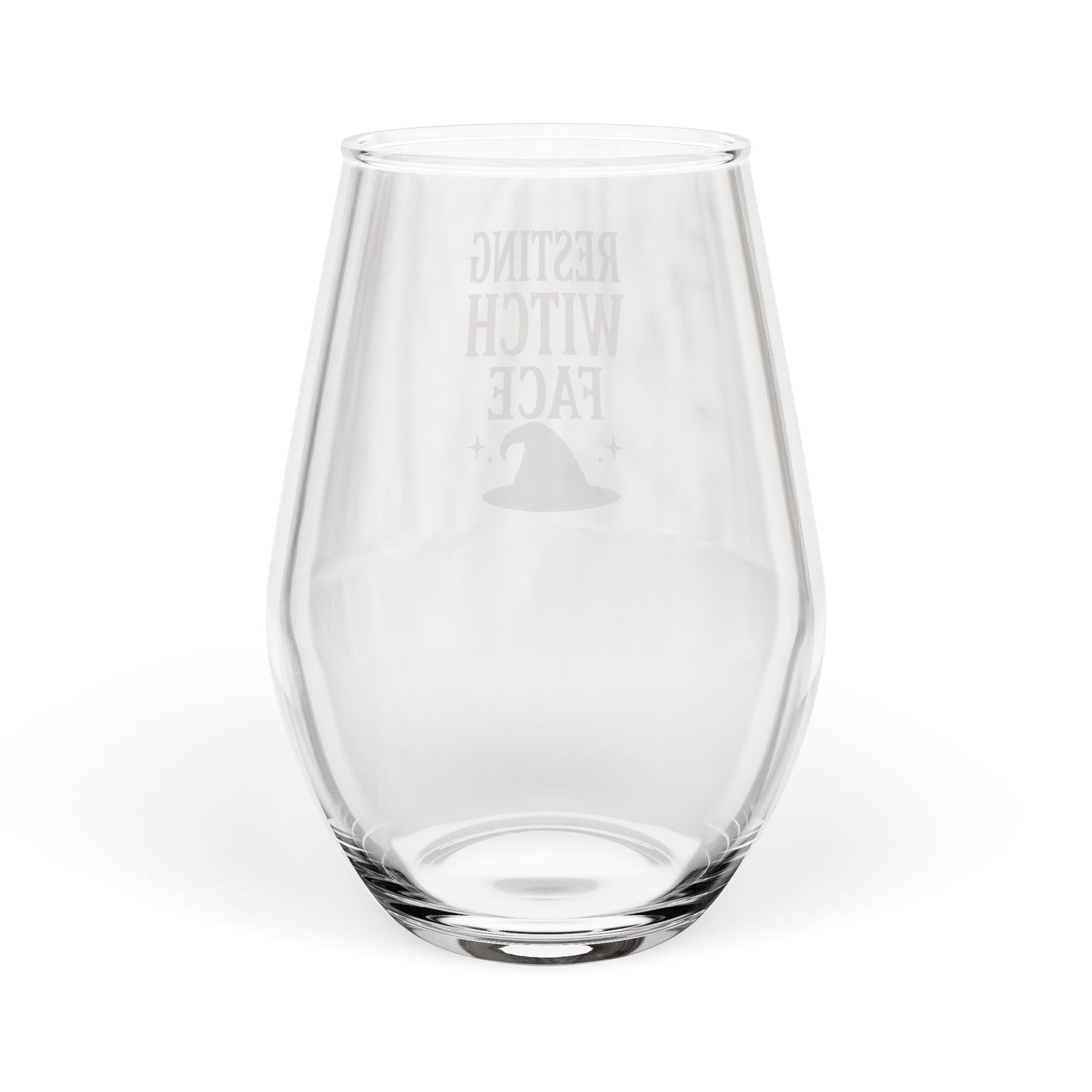 Stemless Wine Glass — "Resting Witch Face" Halloween Glassware (11.75 oz)