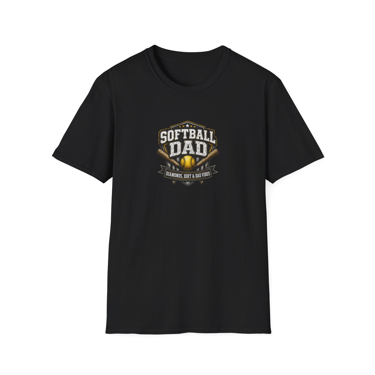 Softball Dad T-Shirt — Vintage Baseball Bat & Glove Design