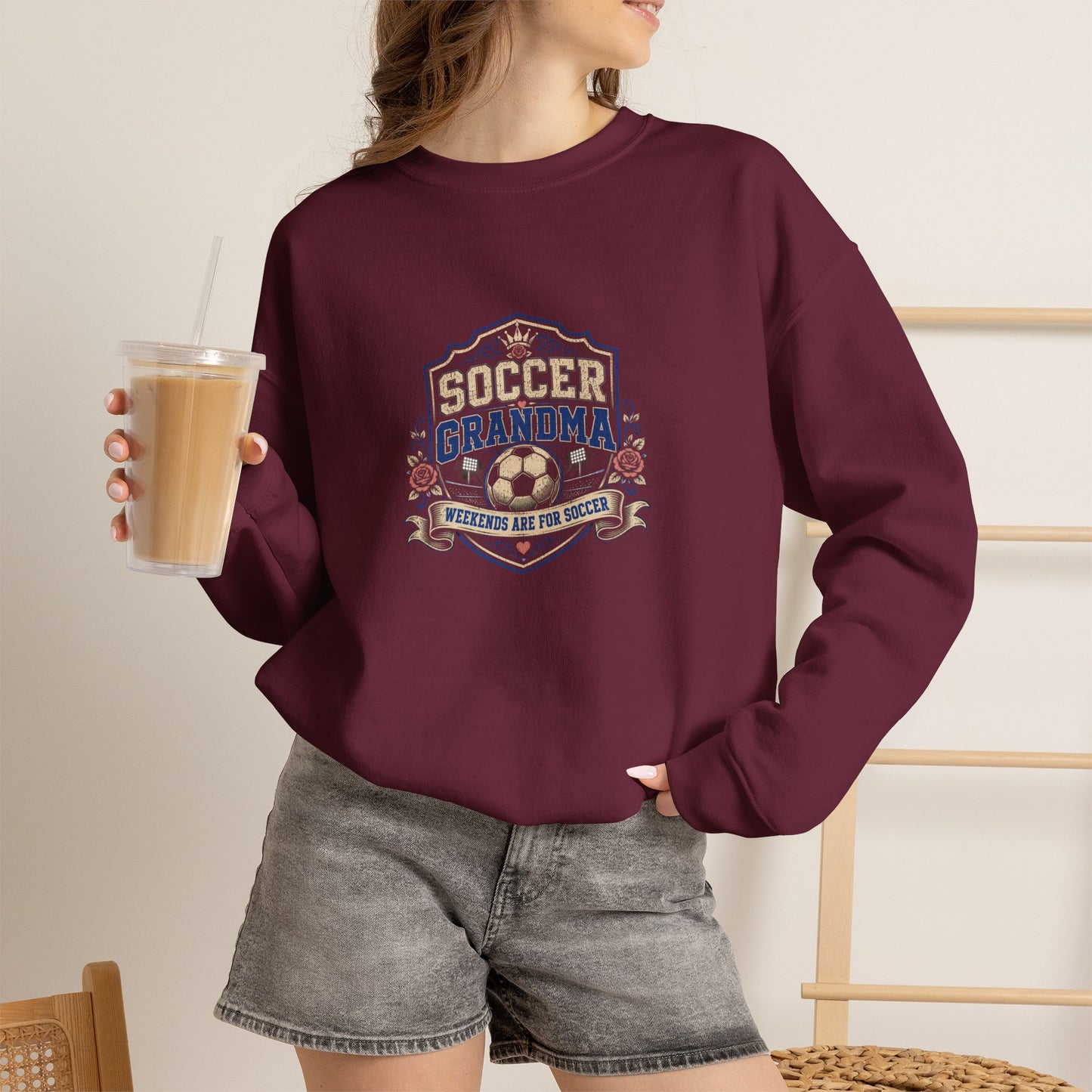 Soccer Grandma Crewneck Sweatshirt – Soccer Mom/Grandma Badge Design
