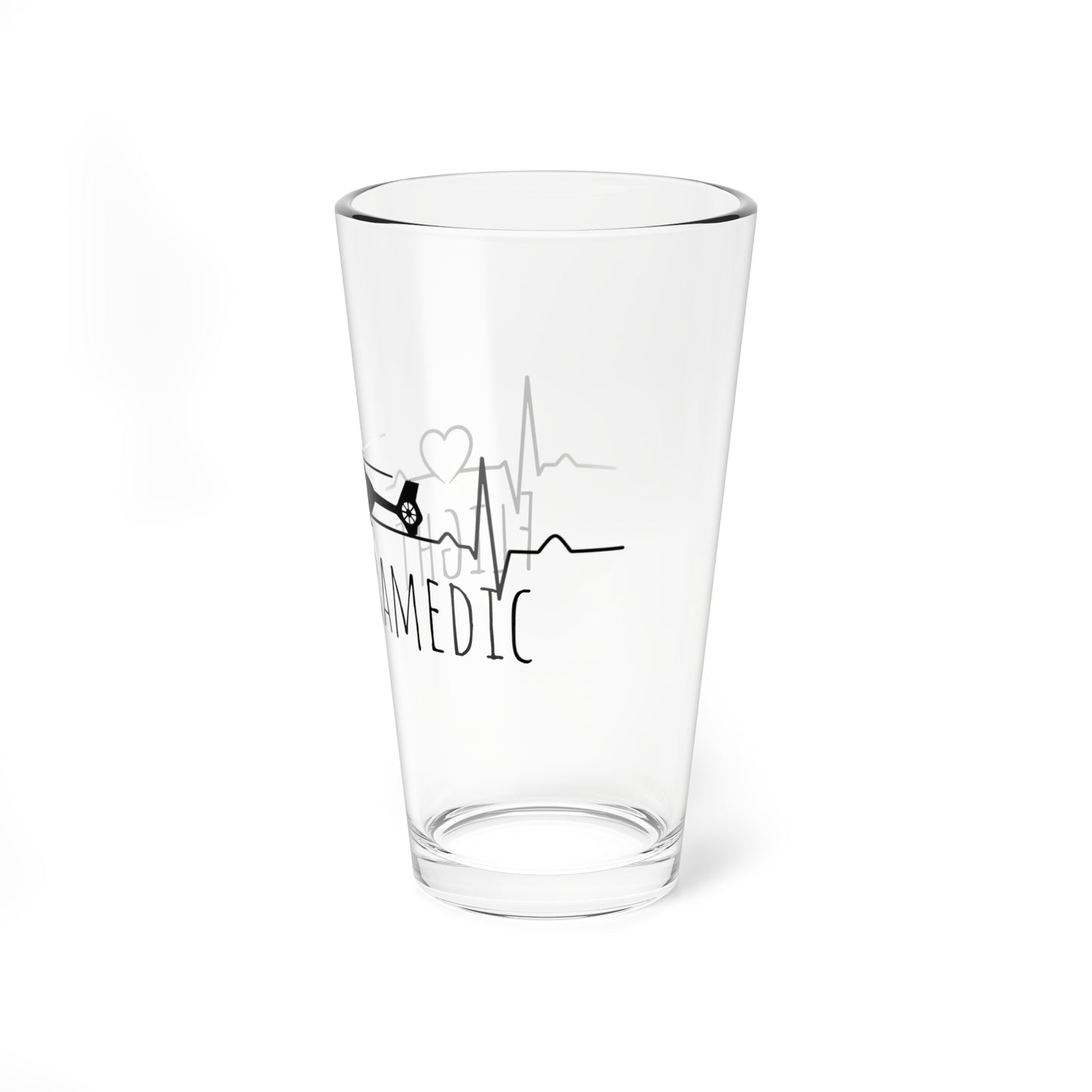 Flight Paramedic Pint Glass — 16oz Helicopter EKG Design