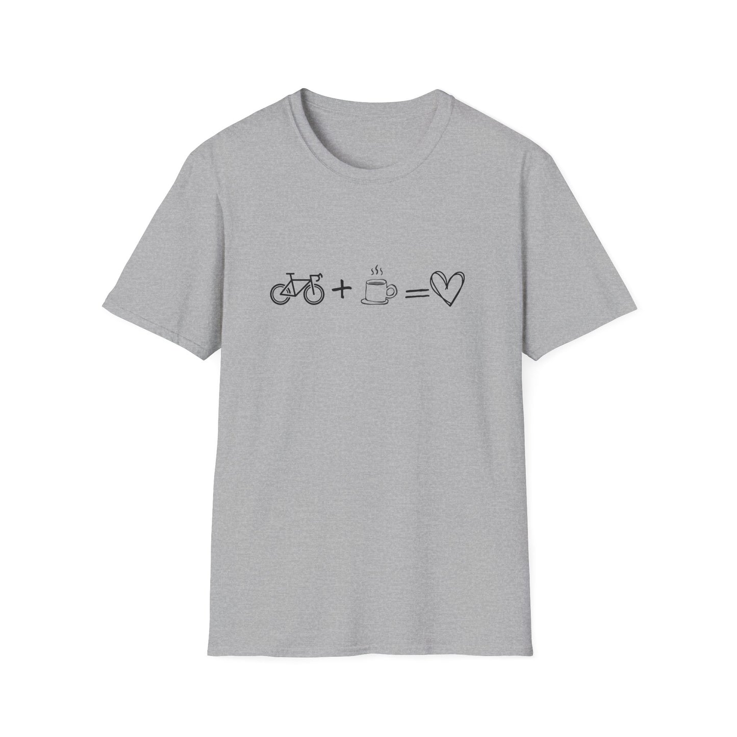 Bike + Coffee = Love Graphic Tee — Minimal Cycling & Coffee Lover Shirt