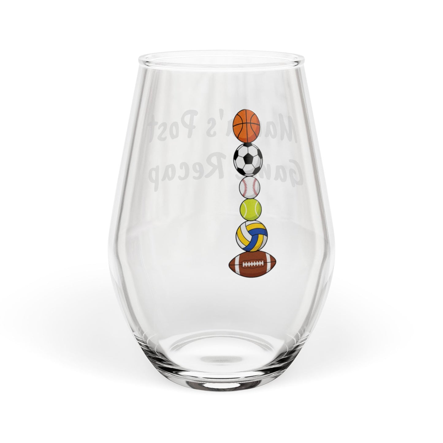 "Mama's Post Game Recap" Funny Mom Wine Glass, 11.75 oz - Stemless Wine Glass