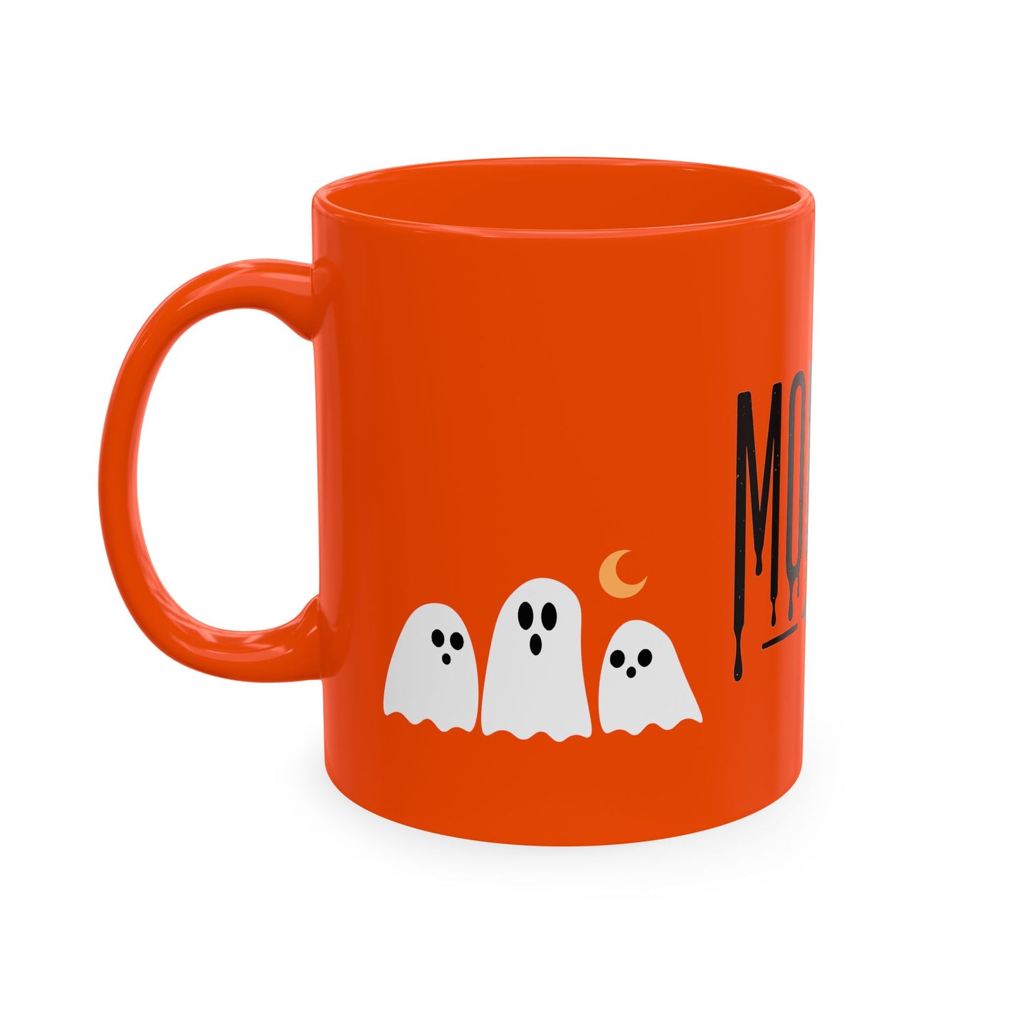 Momster Ceramic Mug — Halloween Mom Coffee Cup with Ghosts & Bat