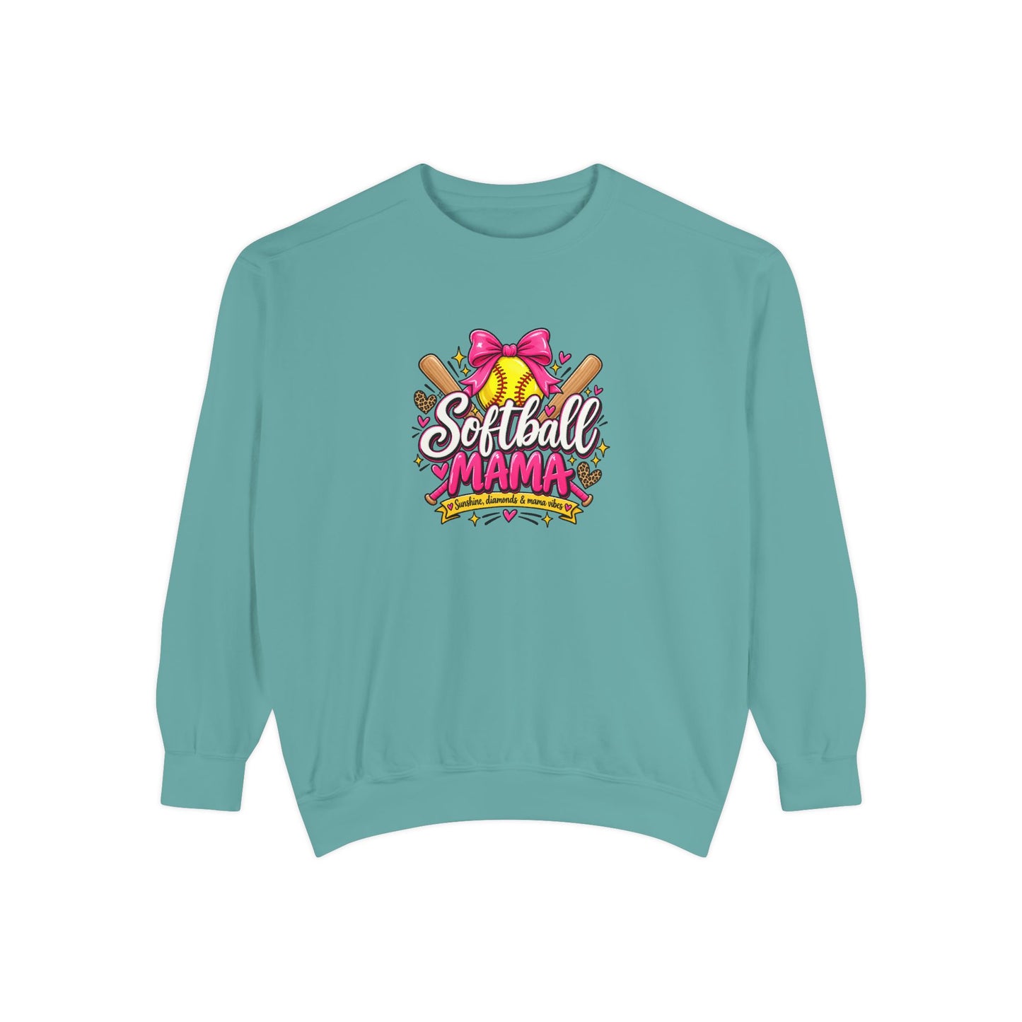 Softball Mama Sweatshirt — Cute Pink Bow Softball Mom Crewneck