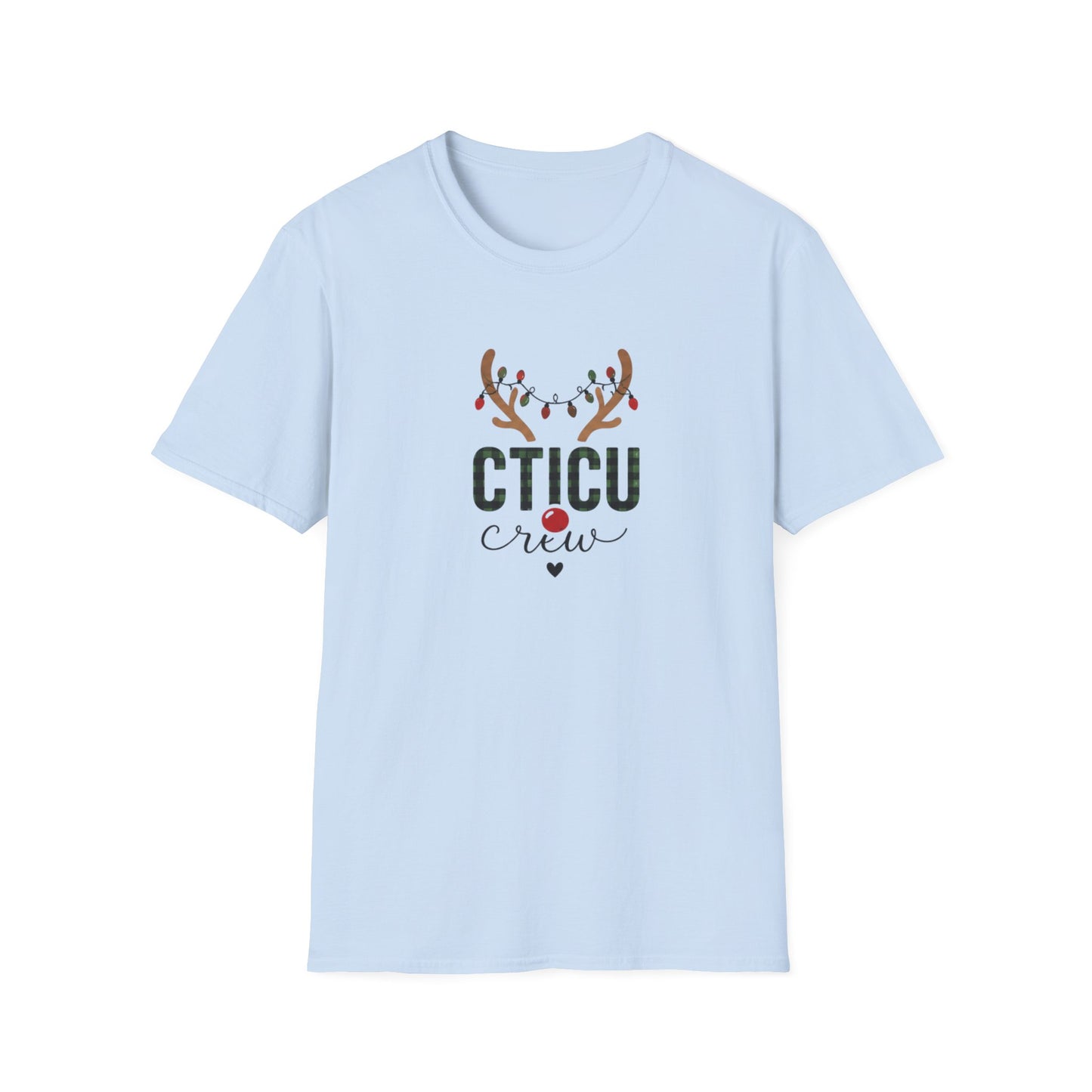 CTICU Crew Christmas T‑Shirt — Reindeer Antlers ICU Nurse Holiday Tee
