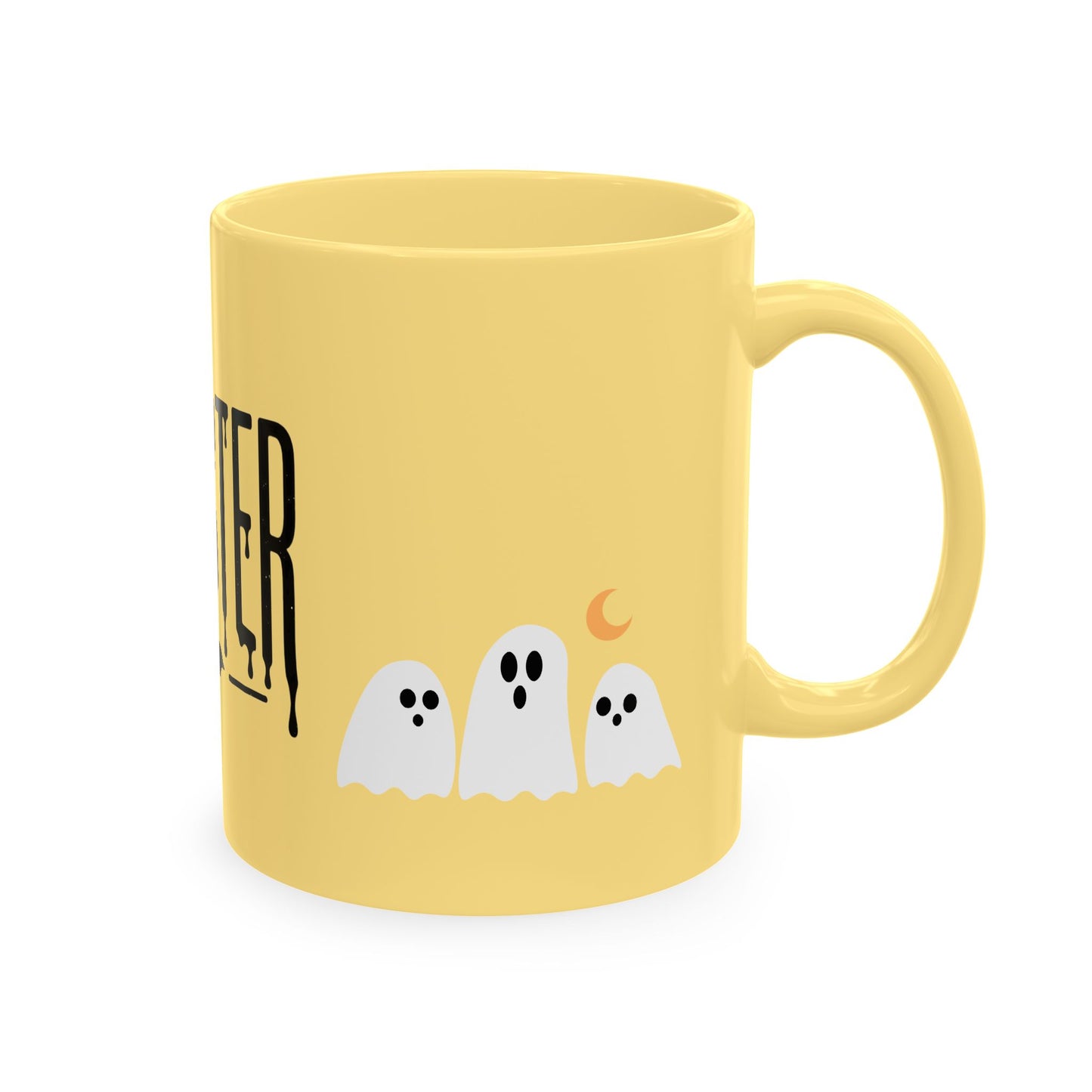 Momster Ceramic Mug — Halloween Mom Coffee Cup with Ghosts & Bat