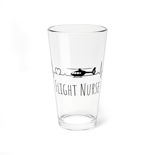 Flight Nurse Pint Glass – 16oz Mixing Glass with Helicopter ECG Design