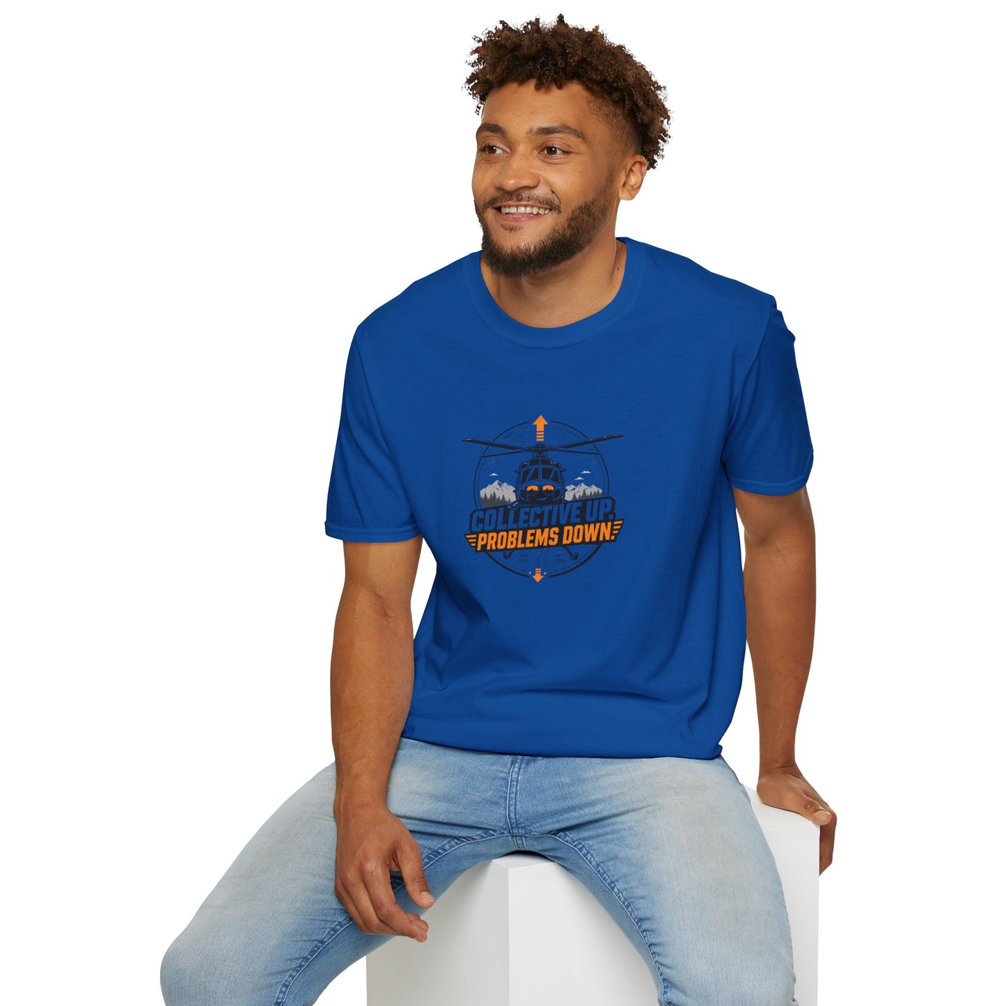 Helicopter T-Shirt — "Collective Up, Problems Down" Rescue Shirt