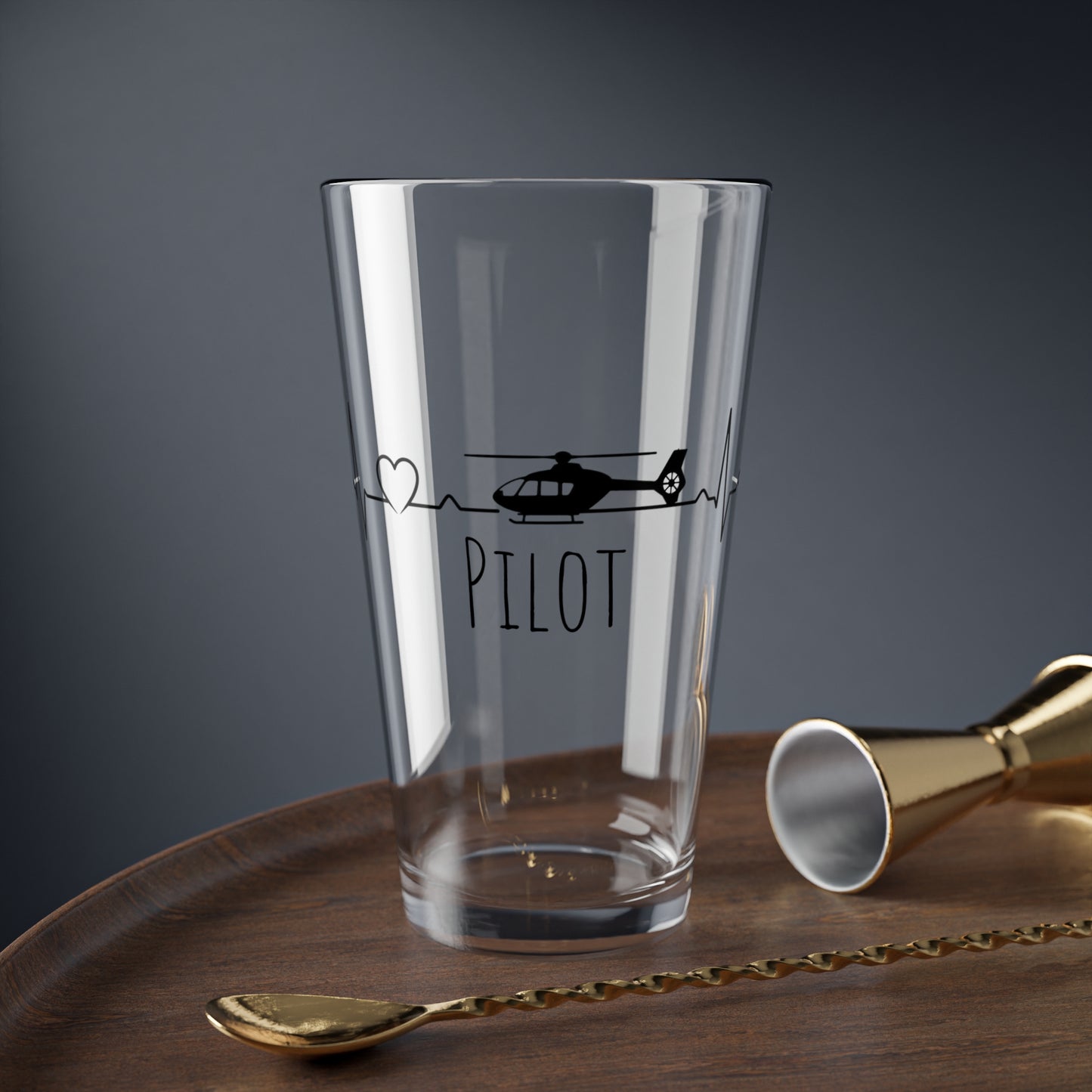 Pilot Heartbeat Mixing Glass — 16oz Helicopter Drink Pint