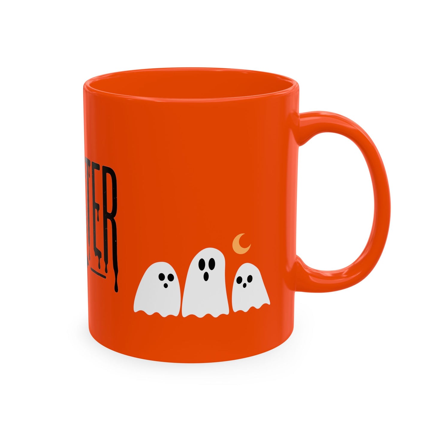 Momster Ceramic Mug — Halloween Mom Coffee Cup with Ghosts & Bat