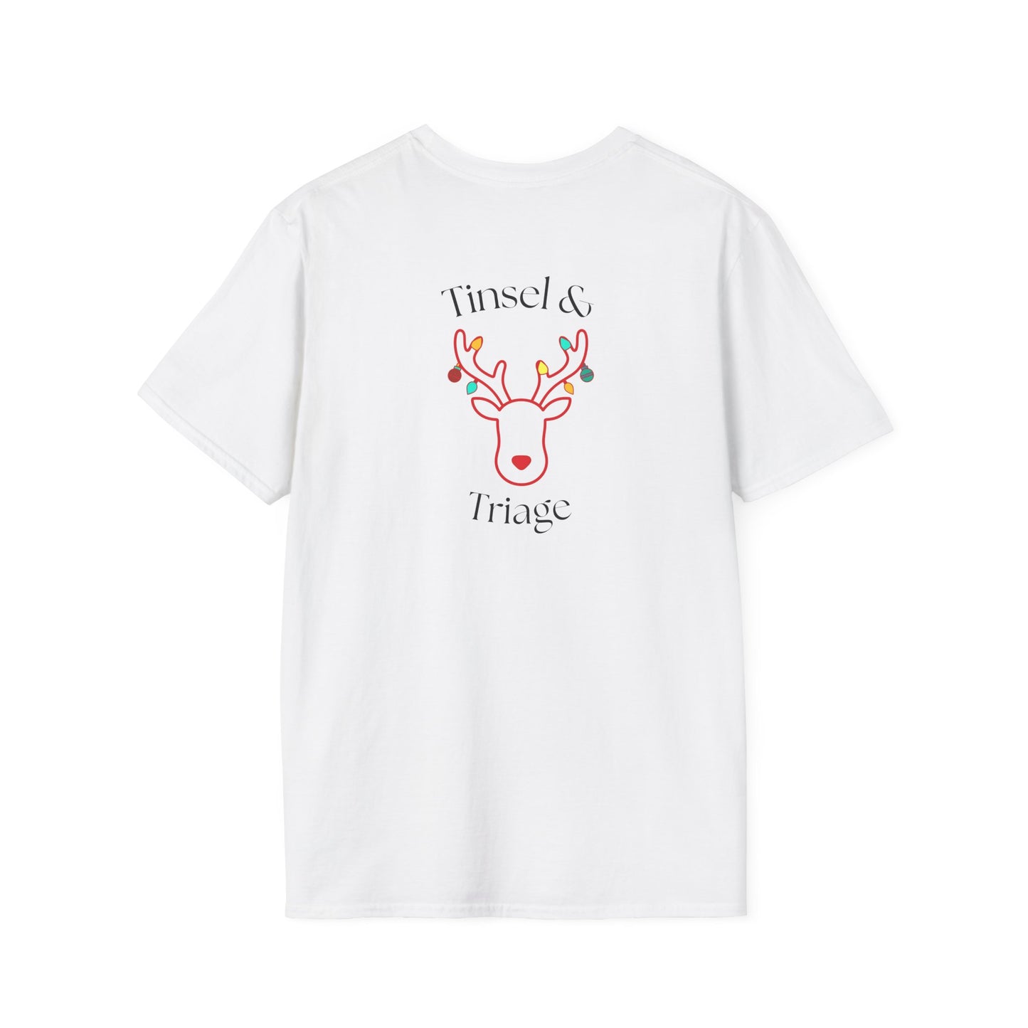 Tinsel & Triage Reindeer Print T‑Shirt