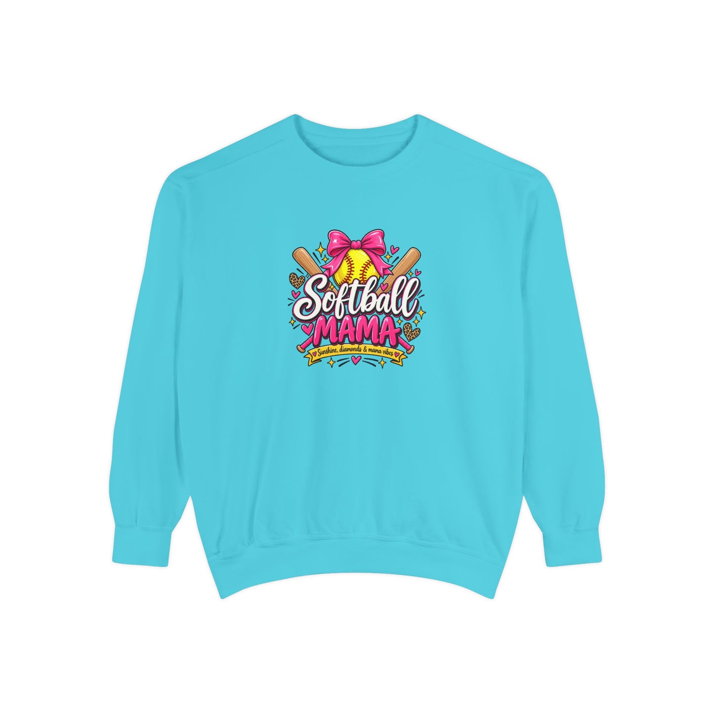 Softball Mama Sweatshirt — Cute Pink Bow Softball Mom Crewneck