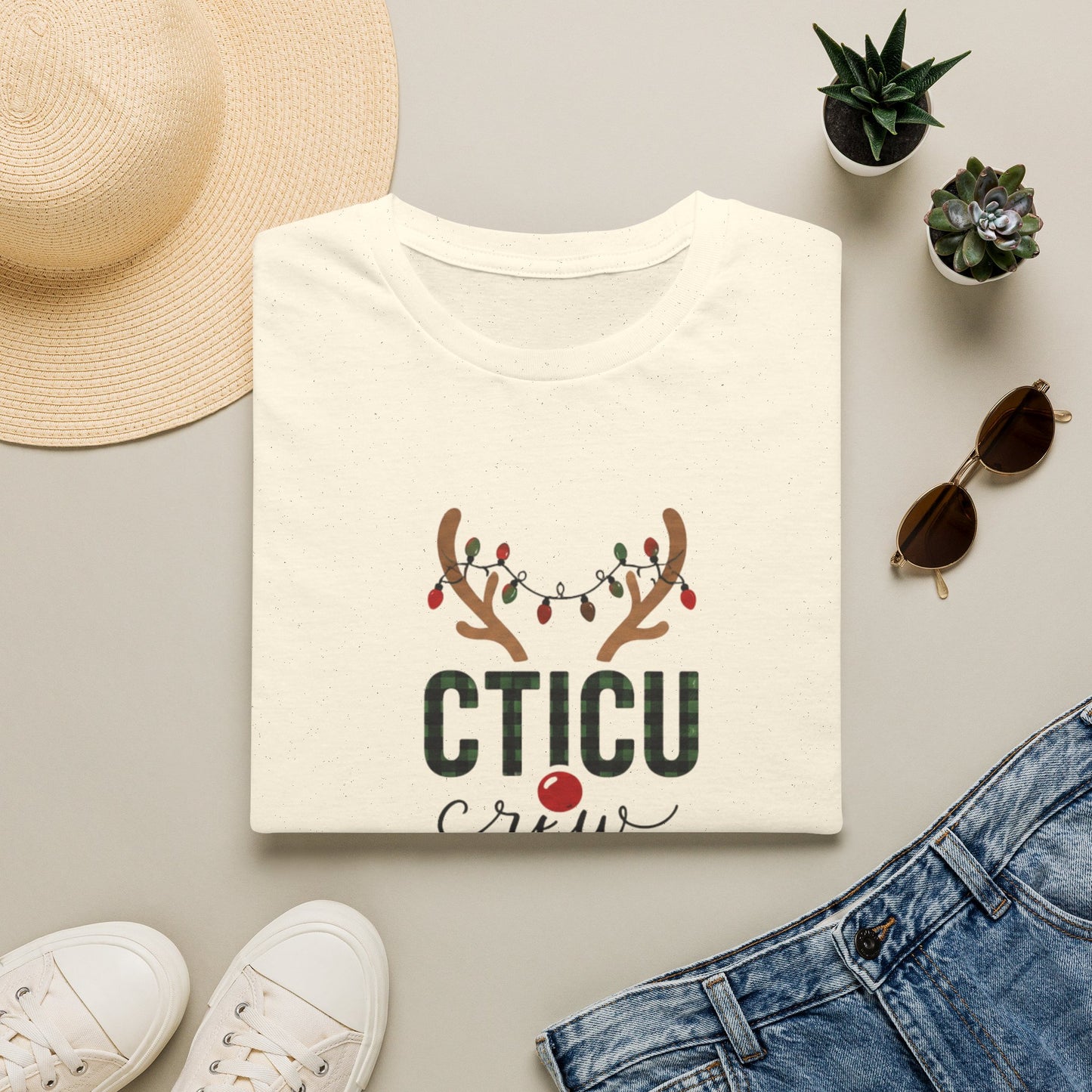 CTICU Crew Christmas T‑Shirt — Reindeer Antlers ICU Nurse Holiday Tee