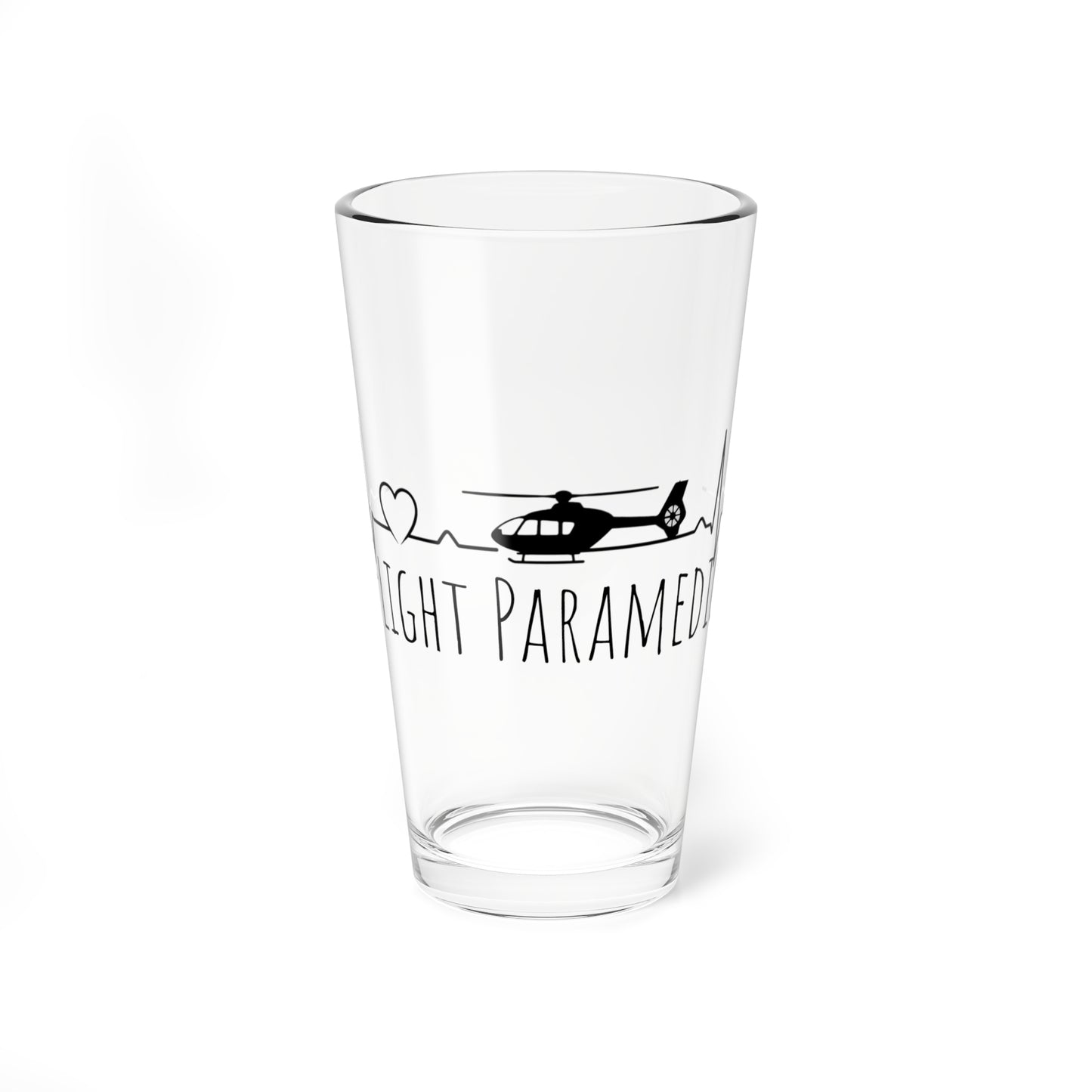 Flight Paramedic Pint Glass — 16oz Helicopter EKG Design