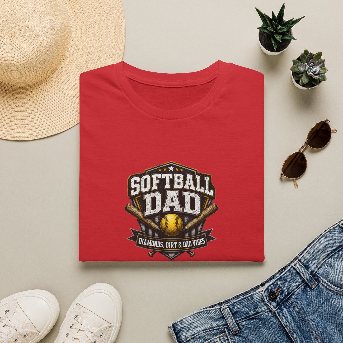 Softball Dad T-Shirt — Vintage Baseball Bat & Glove Design