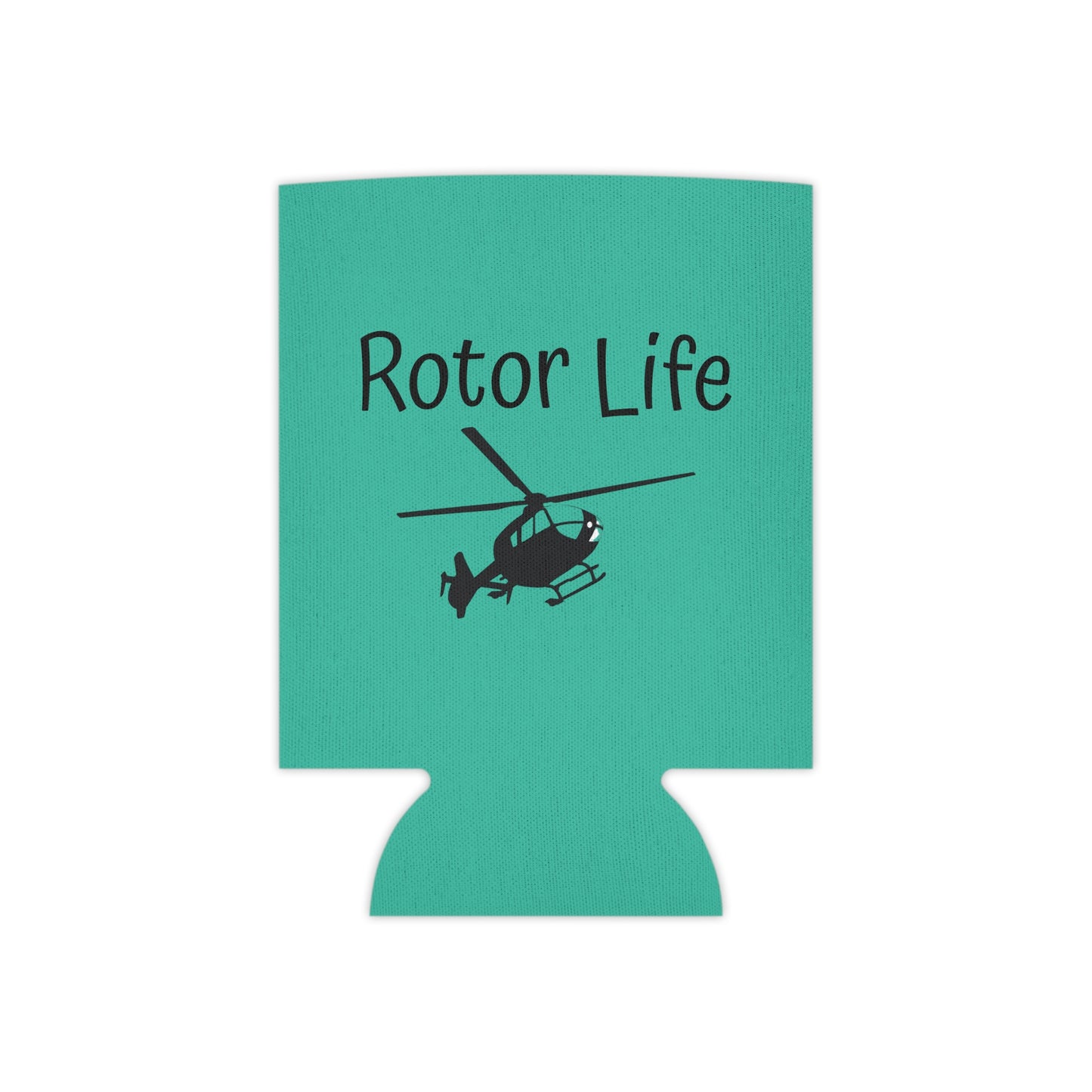 Rotor Life Can Cooler — Helicopter Pilot Drink Koozie with Heartbeat Design