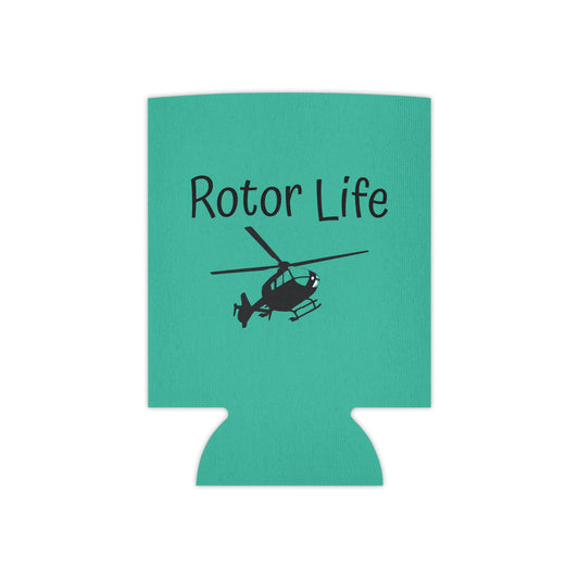 Rotor Life Can Cooler — Helicopter Pilot Drink Koozie with Heartbeat Design