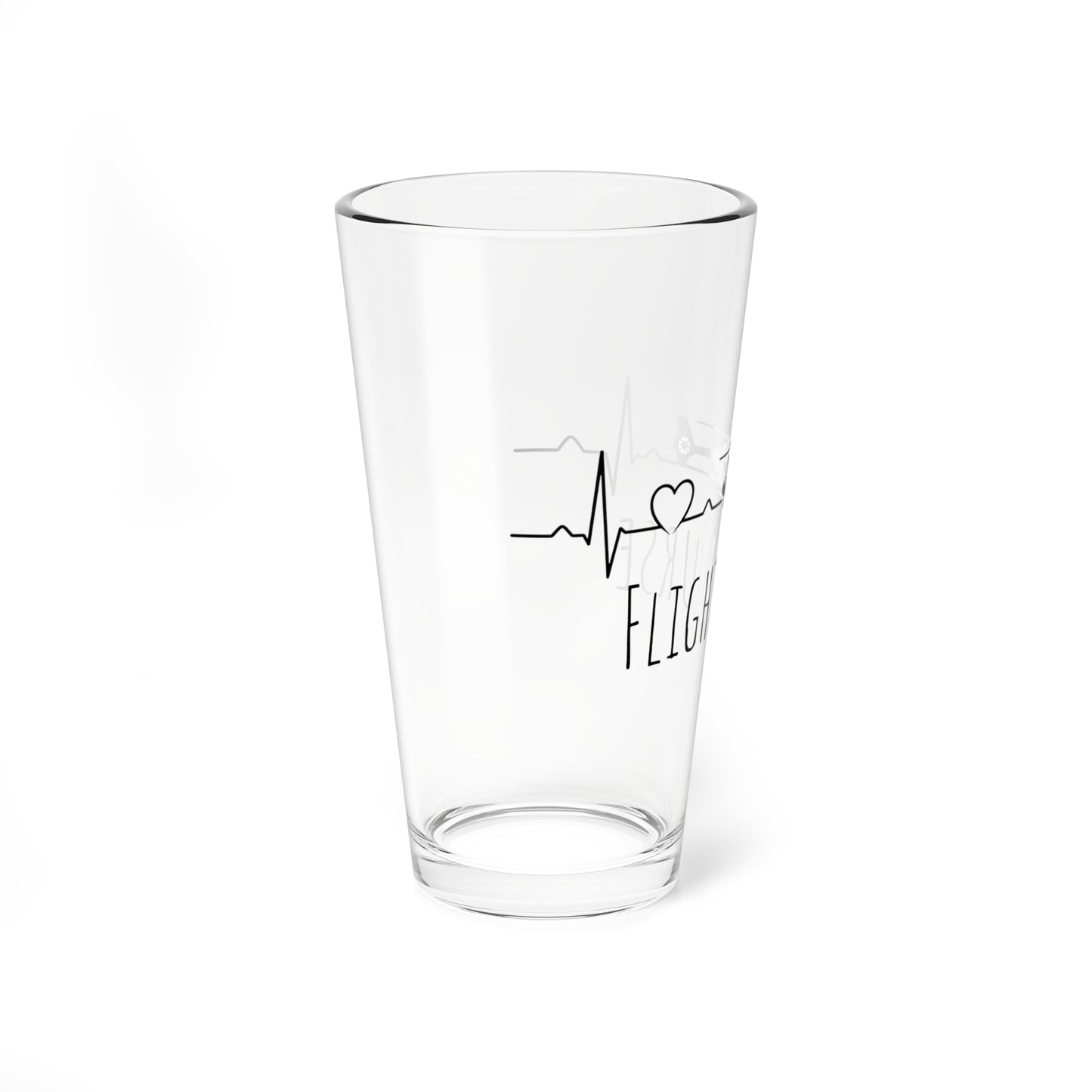 Flight Nurse Pint Glass – 16oz Mixing Glass with Helicopter ECG Design