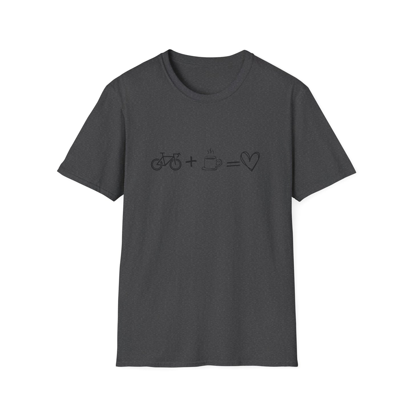 Bike + Coffee = Love Graphic Tee — Minimal Cycling & Coffee Lover Shirt