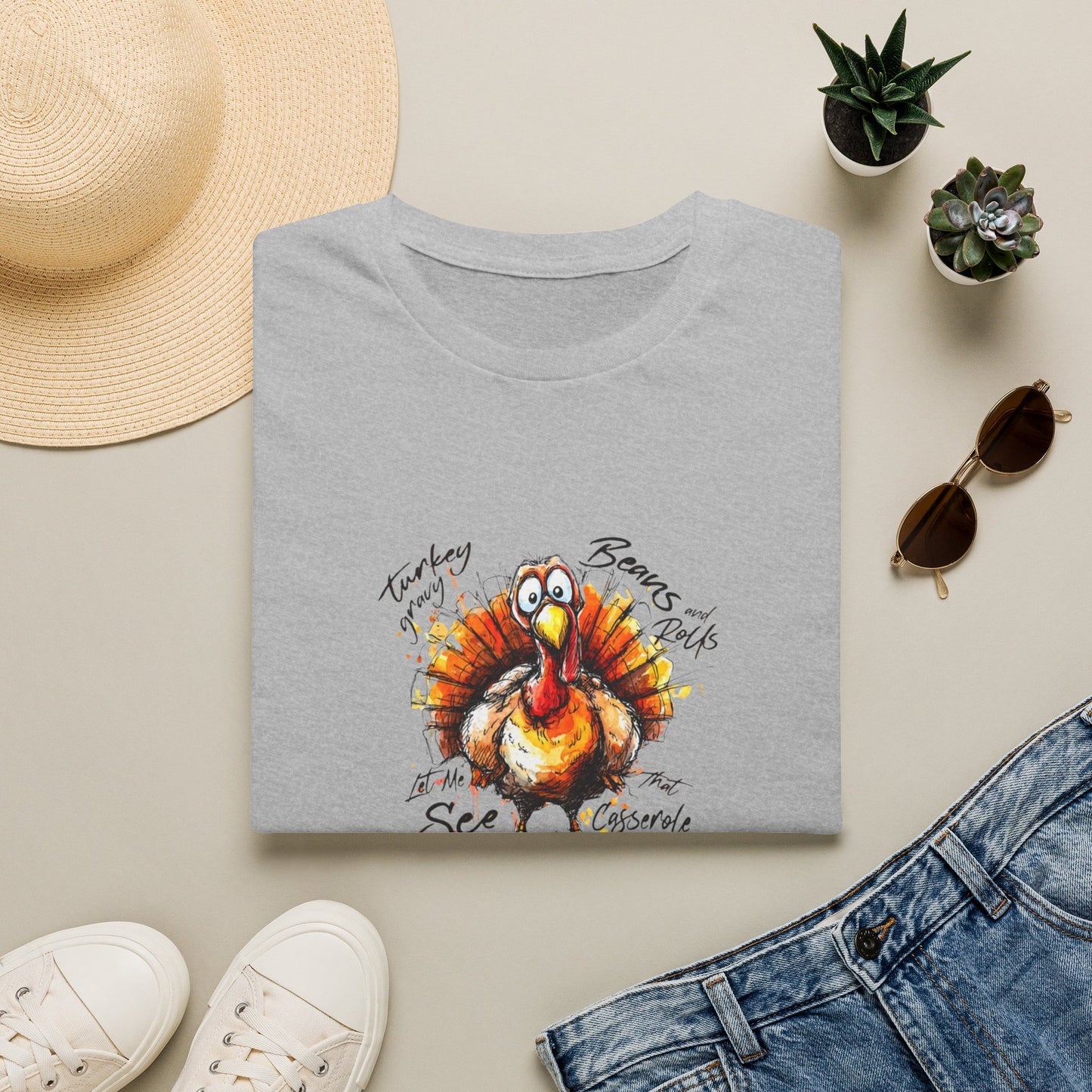 Thankful Turkey T-Shirt — Funny Watercolor Thanksgiving Tee