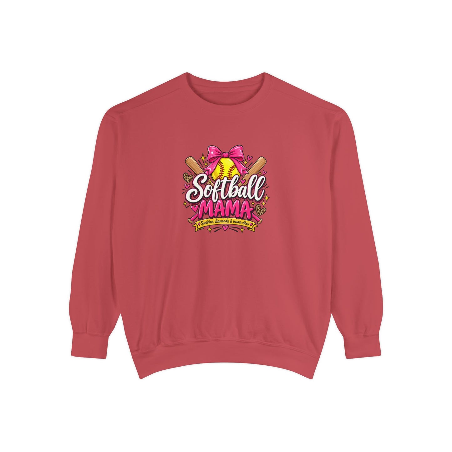 Softball Mama Sweatshirt — Cute Pink Bow Softball Mom Crewneck