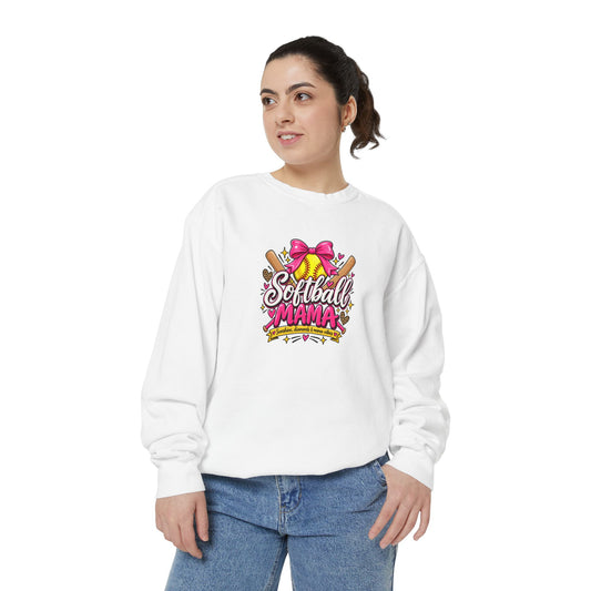 Softball Mama Sweatshirt — Cute Pink Bow Softball Mom Crewneck