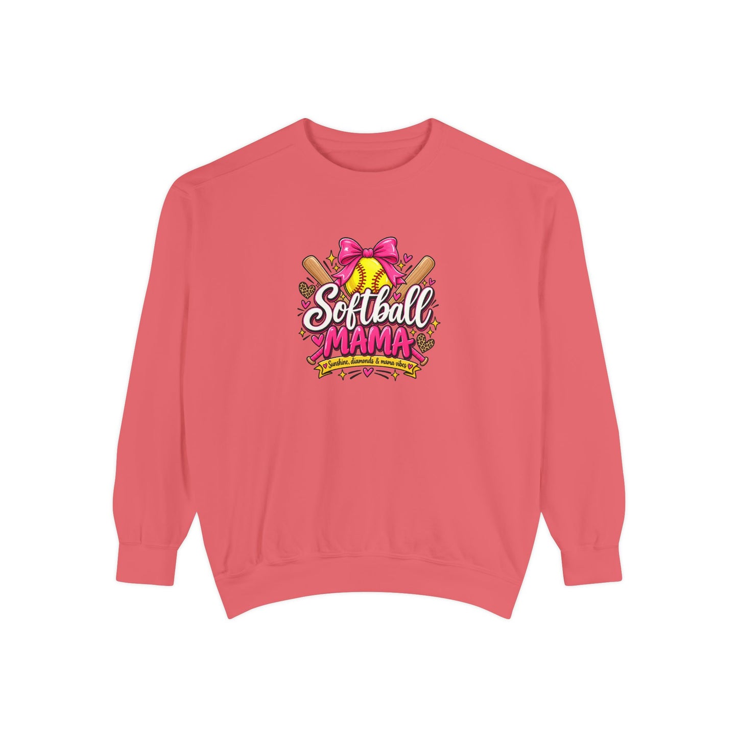 Softball Mama Sweatshirt — Cute Pink Bow Softball Mom Crewneck