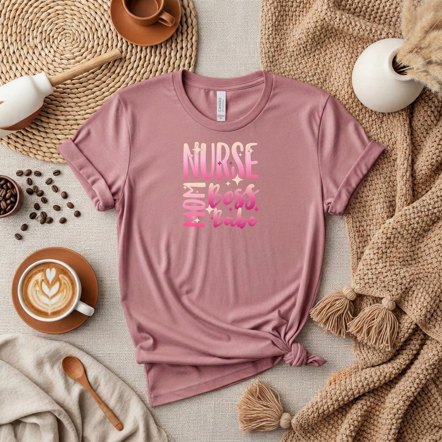 Nurse Mom Boss Babe Tshirt, Nurse Mom Shirt, Pink Ombre Script, gift for her, Registered nurse shirt, RN tshirt, medical wear, Nurse shirt