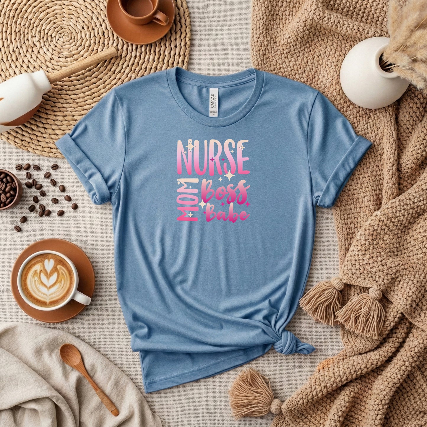 Nurse Mom Boss Babe Tshirt, Nurse Mom Shirt, Pink Ombre Script, gift for her, Registered nurse shirt, RN tshirt, medical wear, Nurse shirt