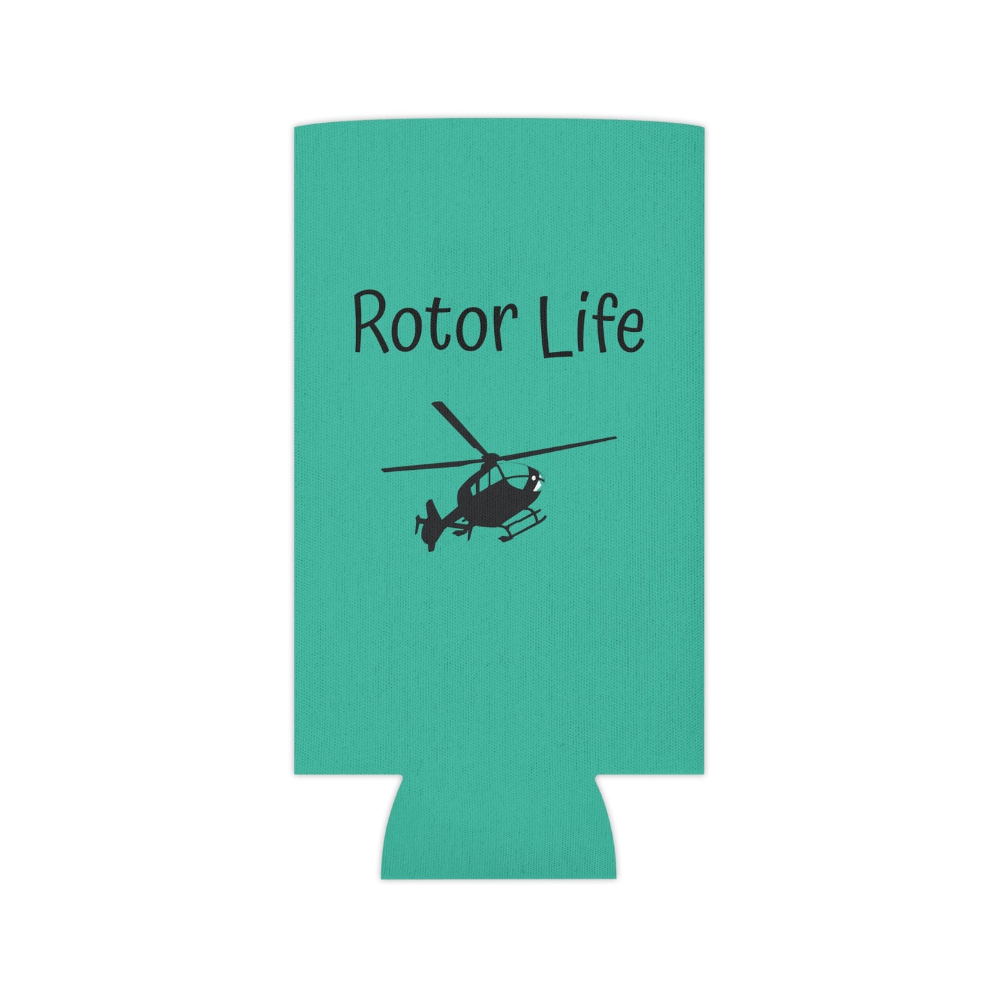 Rotor Life Can Cooler — Helicopter Pilot Drink Koozie with Heartbeat Design