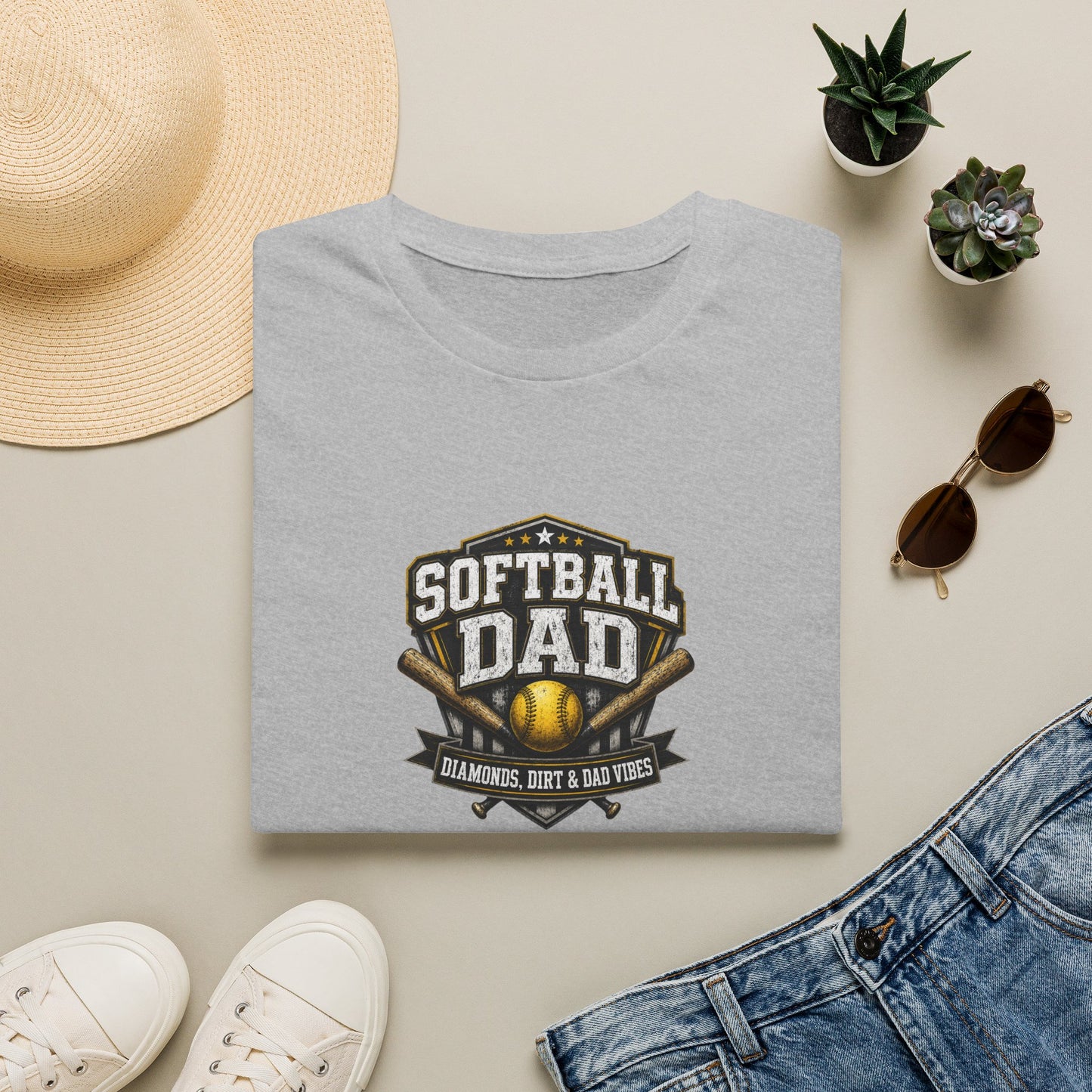 Softball Dad T-Shirt — Vintage Baseball Bat & Glove Design