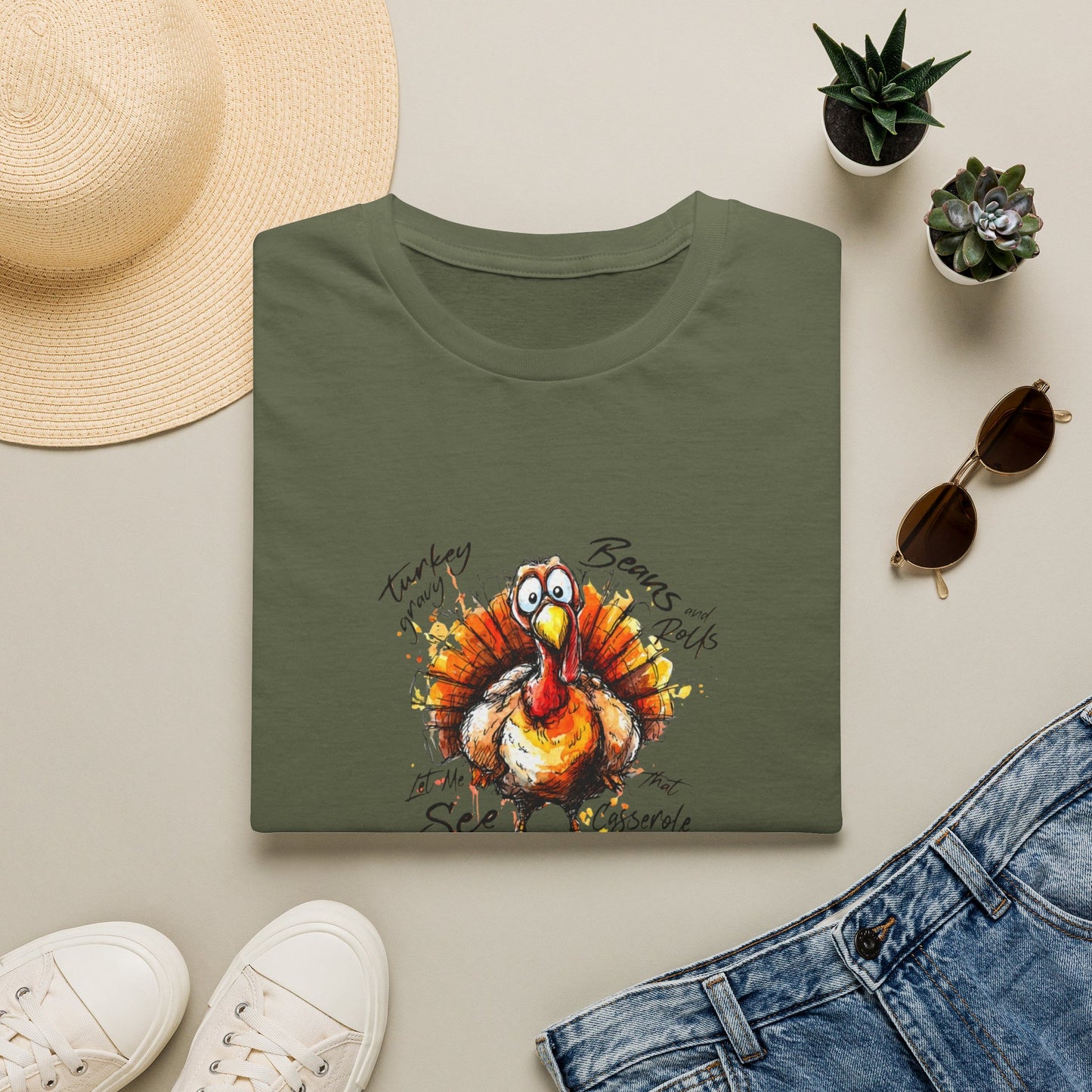 Thankful Turkey T-Shirt — Funny Watercolor Thanksgiving Tee