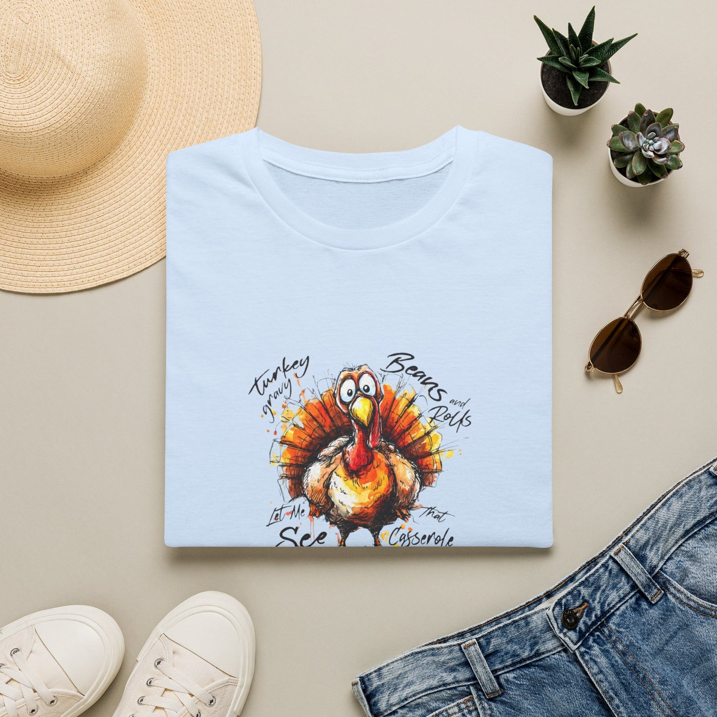 Thankful Turkey T-Shirt — Funny Watercolor Thanksgiving Tee